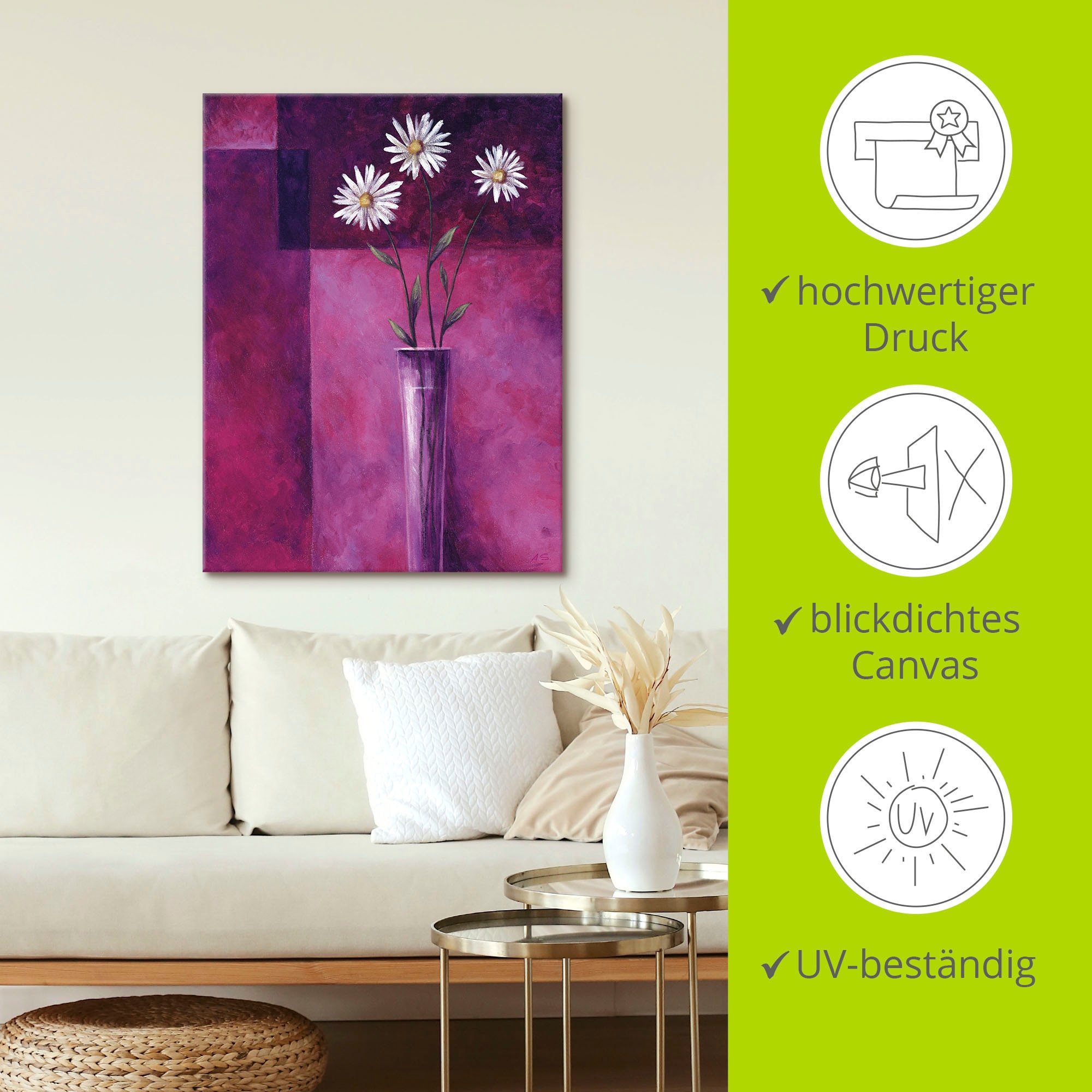 Artland Wandbild »Margeriten«, Blumen, (1 St.), als Leinwandbild in verschied. Grössen