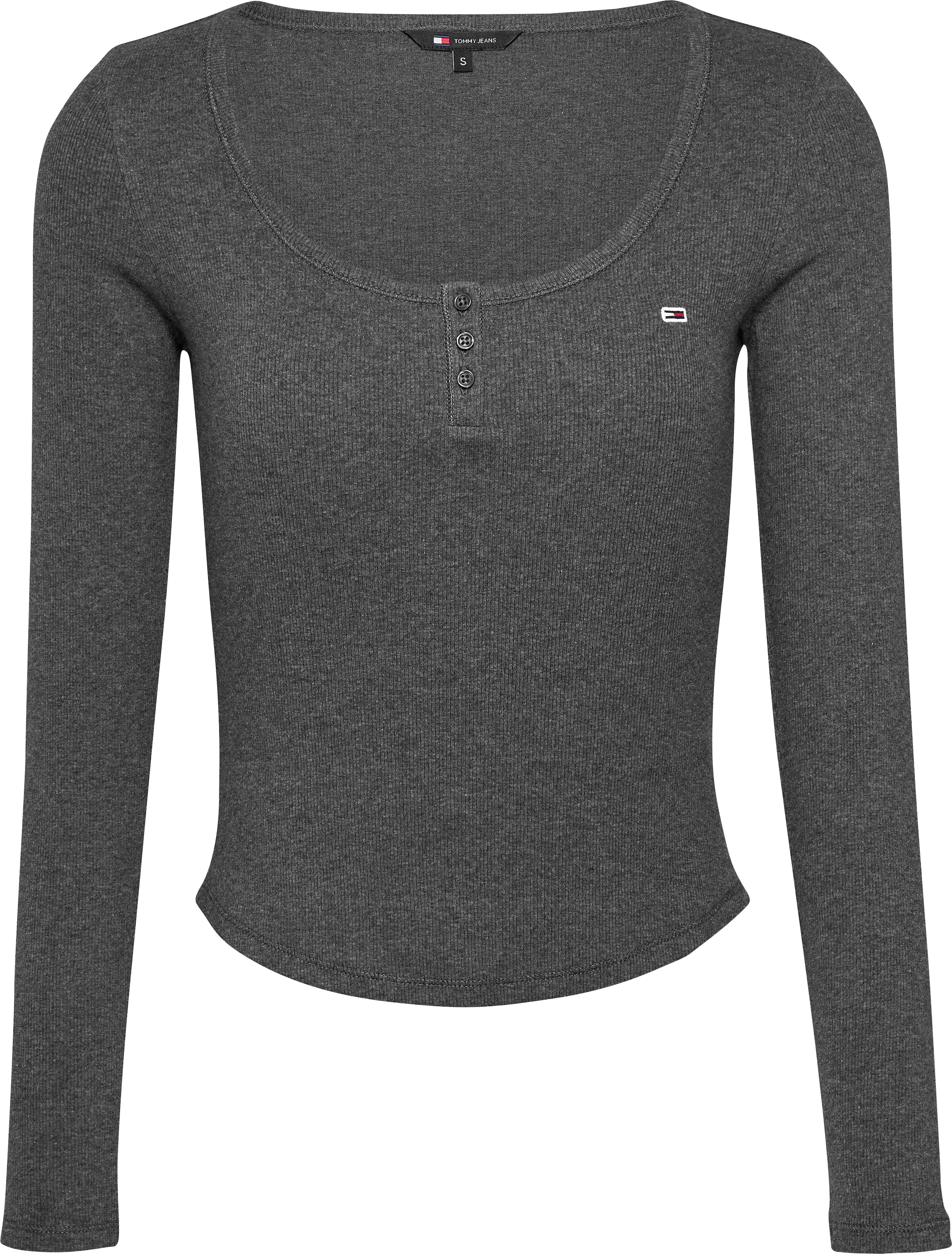 Tommy Jeans Langarmshirt »TJW MELANGE HENLEY LS EXT«, in melierter Optik, mit Logostickerei