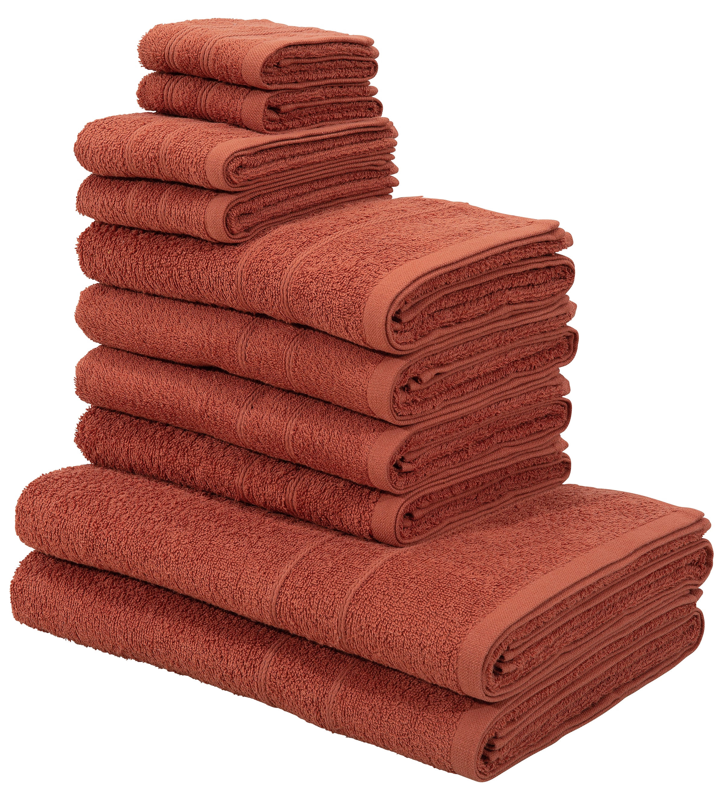 my home Handtuch Set »Inga, Duschtücher, Handtücher, Gästetücher, Seiftücher«, 10 tlg., Walkfrottee, Handtücher mit feiner Bordüre, 100% Baumwolle, einfarbig, weich