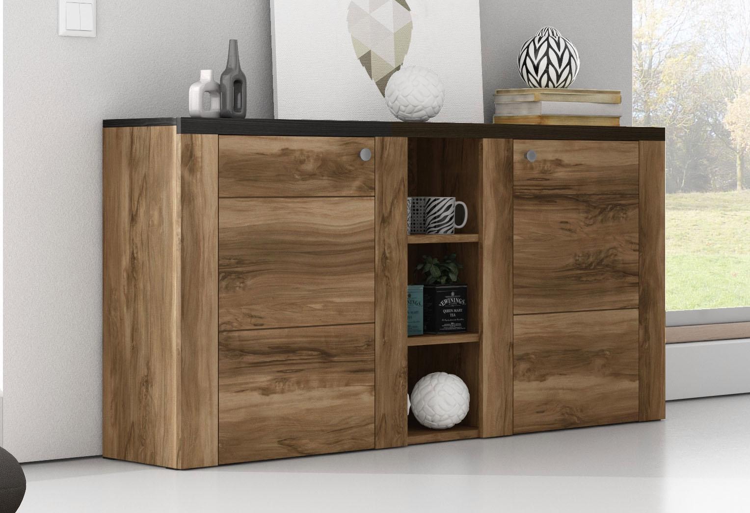 Home affaire Sideboard »Larona, zeitlose Kommode mit 2 Türen, Türkommode, Breite 155 cm,« Höhe 84 cm, viel Stauraum, Anrichte mit dekorativer Rahmenoptik