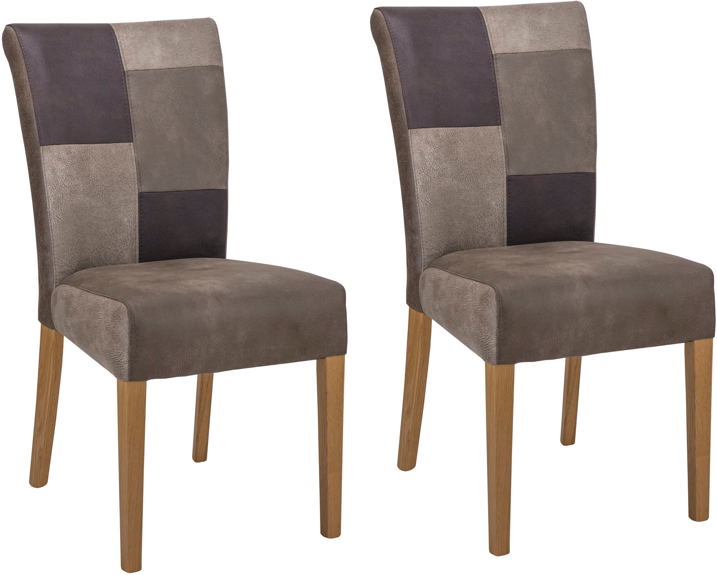 Image of Home affaire Esszimmerstuhl »Queen«, (Set), 2 St., Lederoptik, Beingestell aus Massivholz, Patchwork Bezug im Landhaus Stil bei Ackermann Versand Schweiz