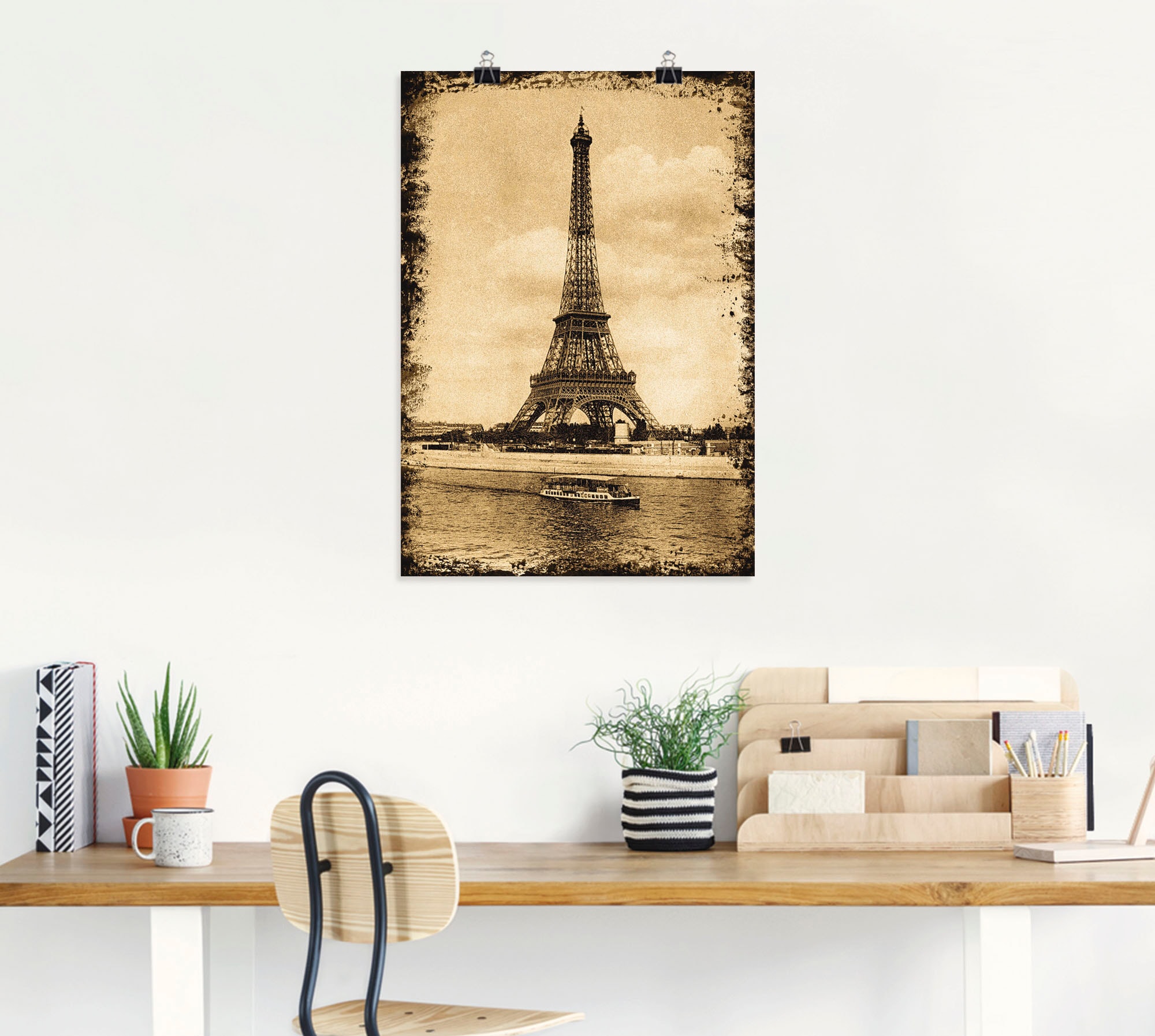 Artland Poster »Paris - Eiffelturm Vintage«, Gebäude, (1 St.), als Leinwandbild, Wandaufkleber oder Poster in versch. Grössen