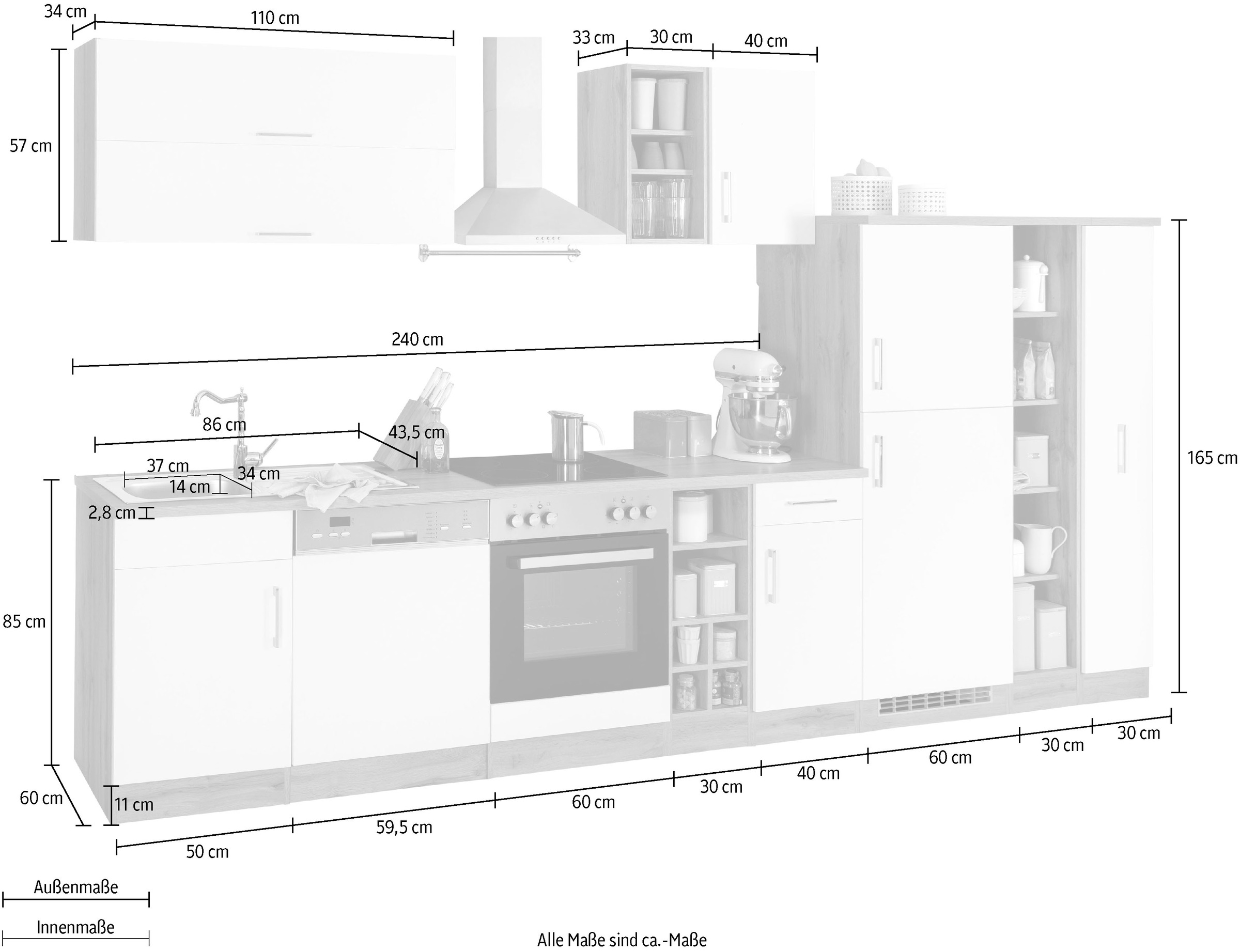 KOCHSTATION Kitchenette »KS-Colmar« sans appareils électriques, largeur 360 cm