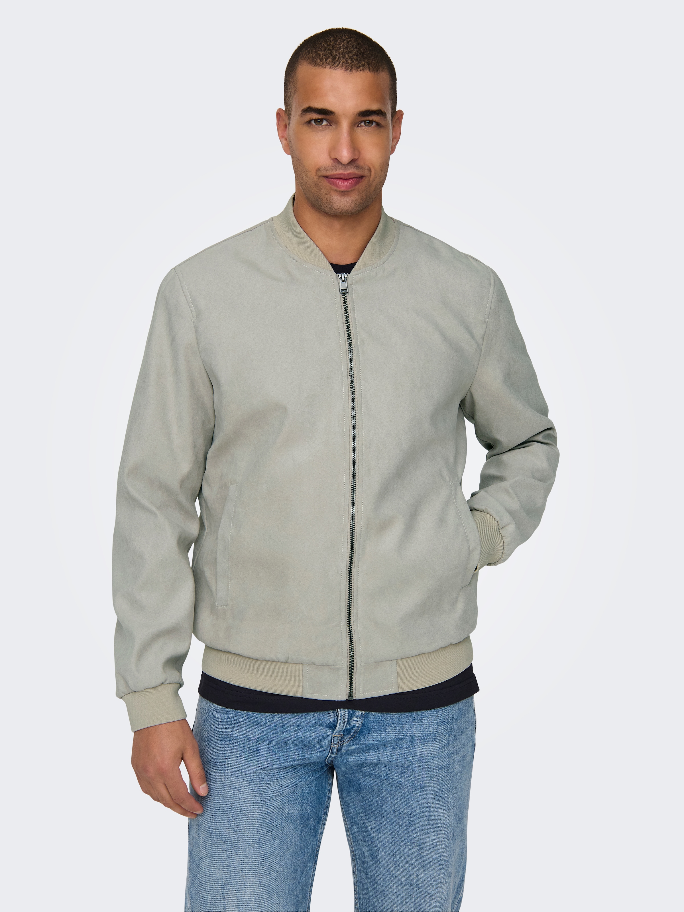 Image of ONLY & SONS Blouson "ONSLUCAS FAKE SUEDE BOMBER OTW" Polyester, regular fit