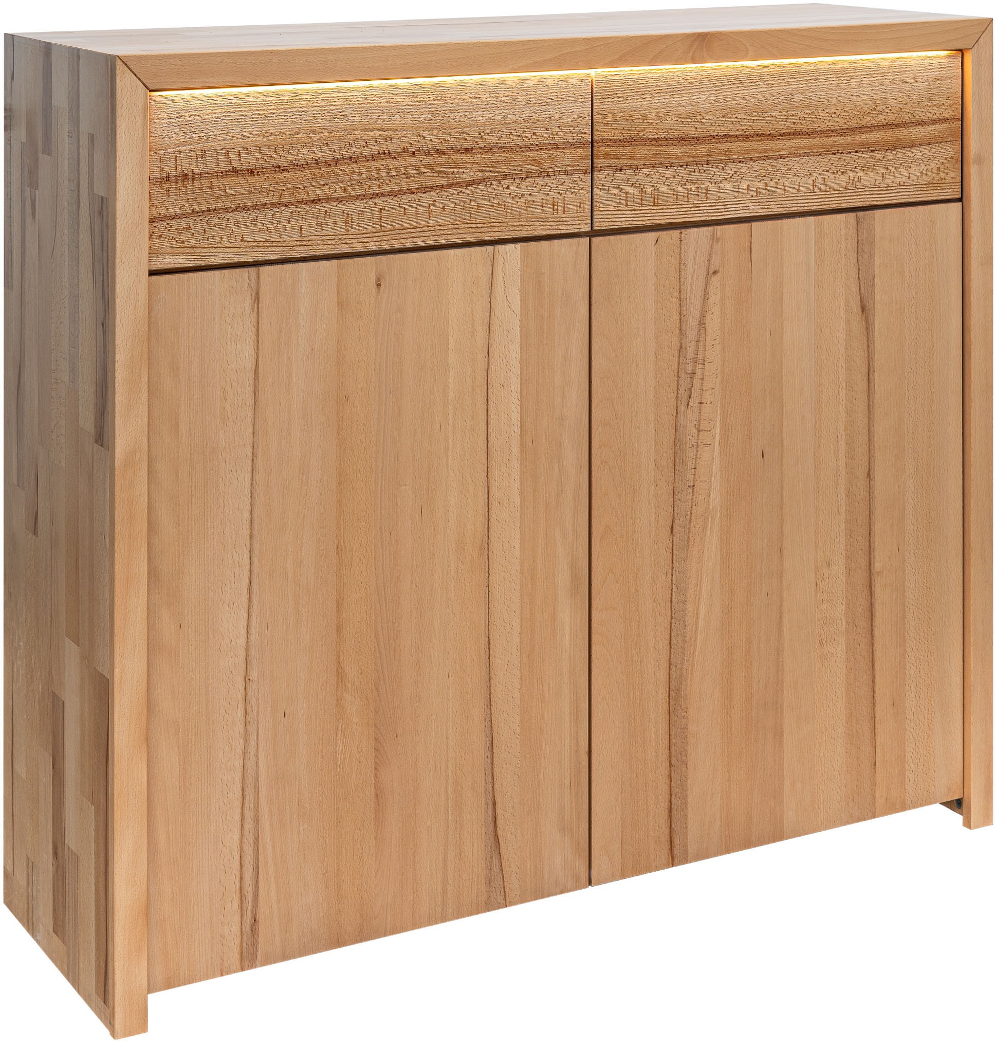 Home affaire Commode »Léopoldine« Kommode aus Kernbuche, inkl. LED-Beleuchtung