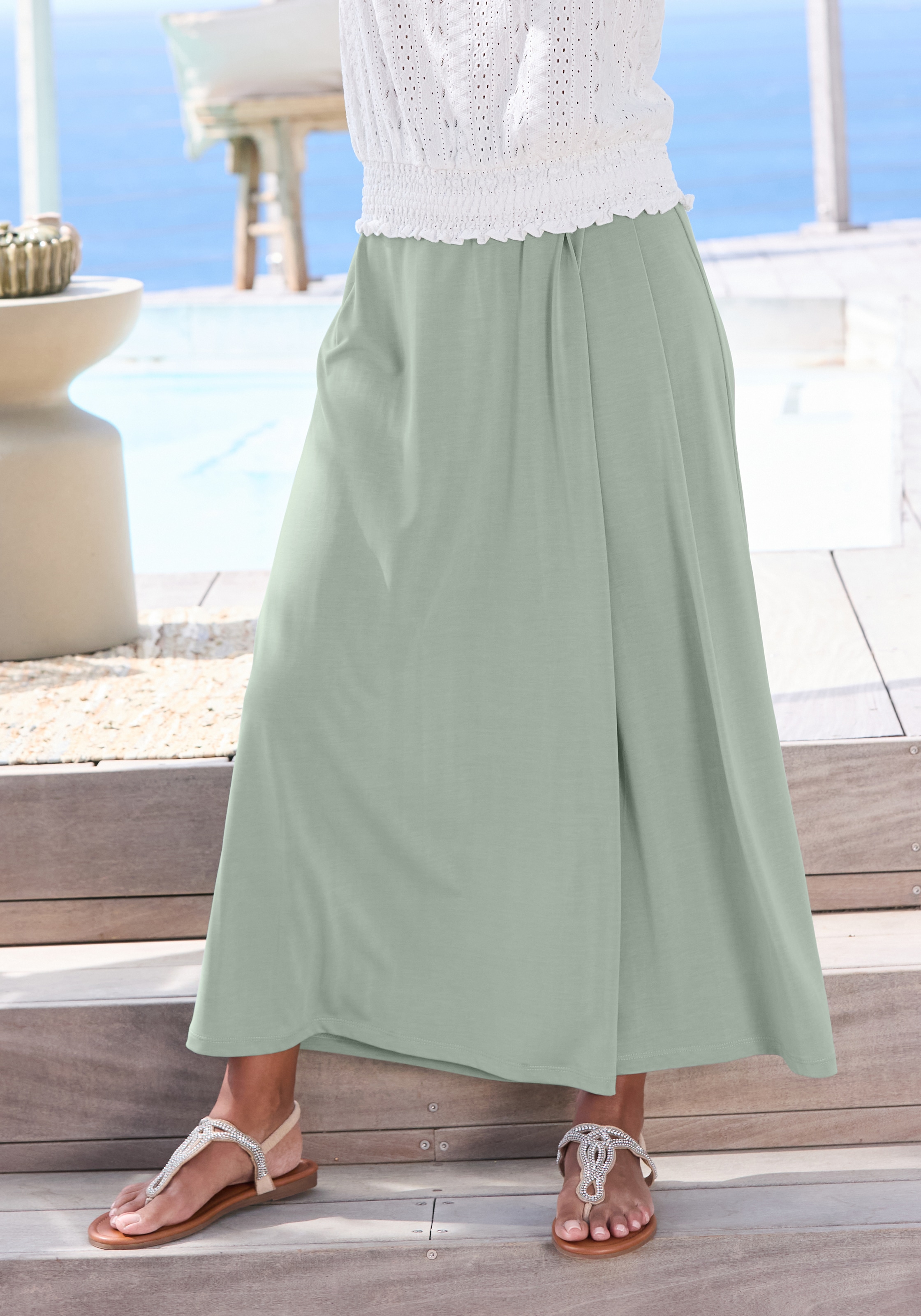 Vivance Jupe-culotte »mit extra weitem Bein aus weicher Jerseyware« jersey léger, pantalon d'été longueur 7/8, pantalon ample sans fermeture