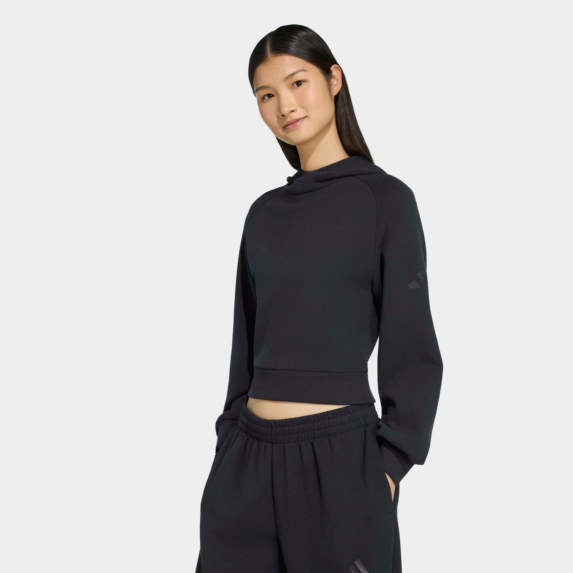 Image of adidas Sportswear Kapuzensweatshirt "SOFT LUX HOODIE", sportlich, mit schmaler Passform, ohne Verschluss, aus Spacer-Material