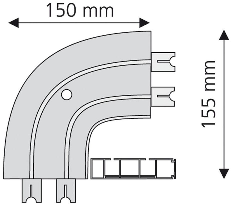 Liedeco Erker-Innenbogen, 2 läufig-läufig, Fixmass, weiss
