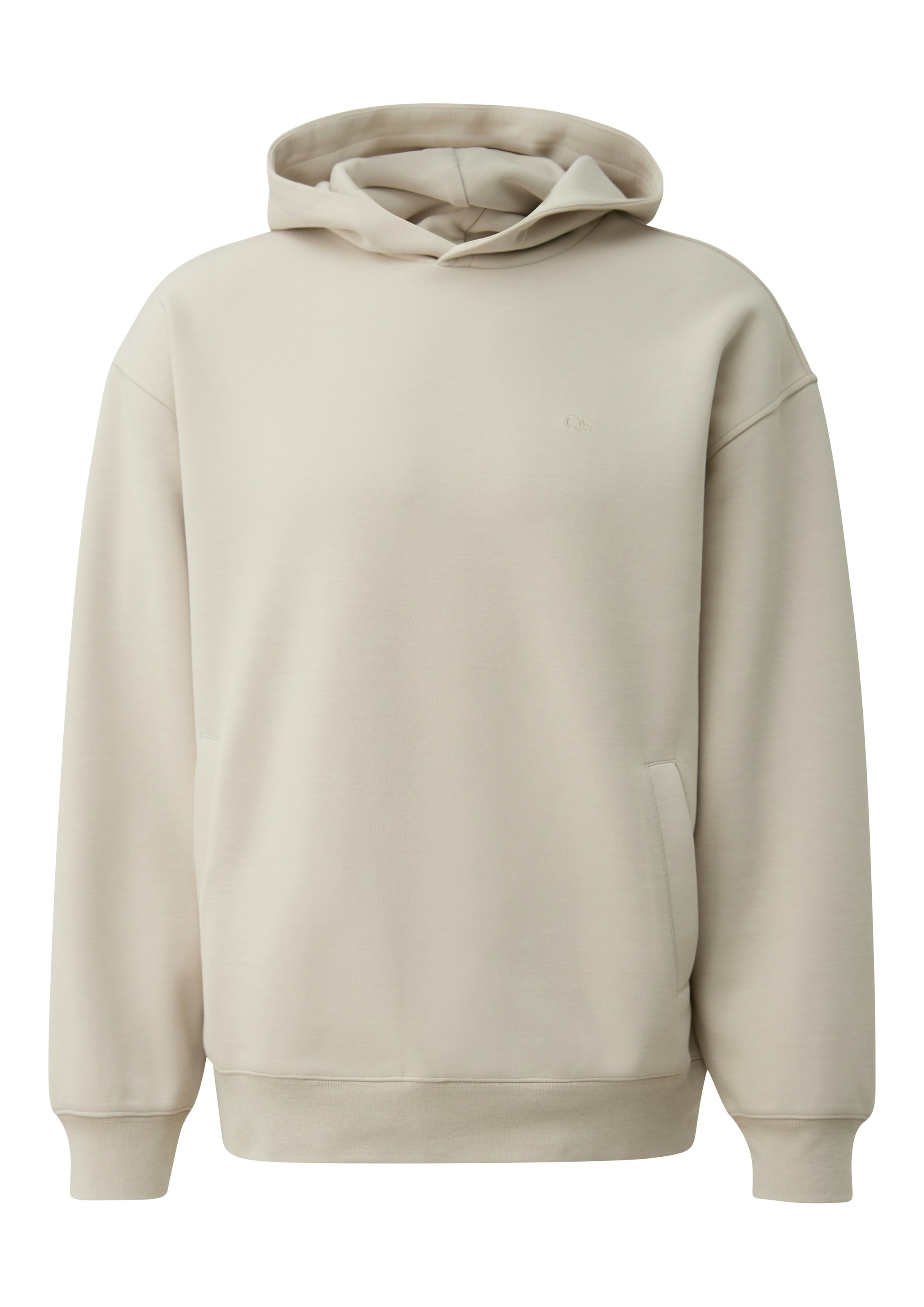 QS Kapuzensweatshirt , unifarben, mit Logo-Stickerei
