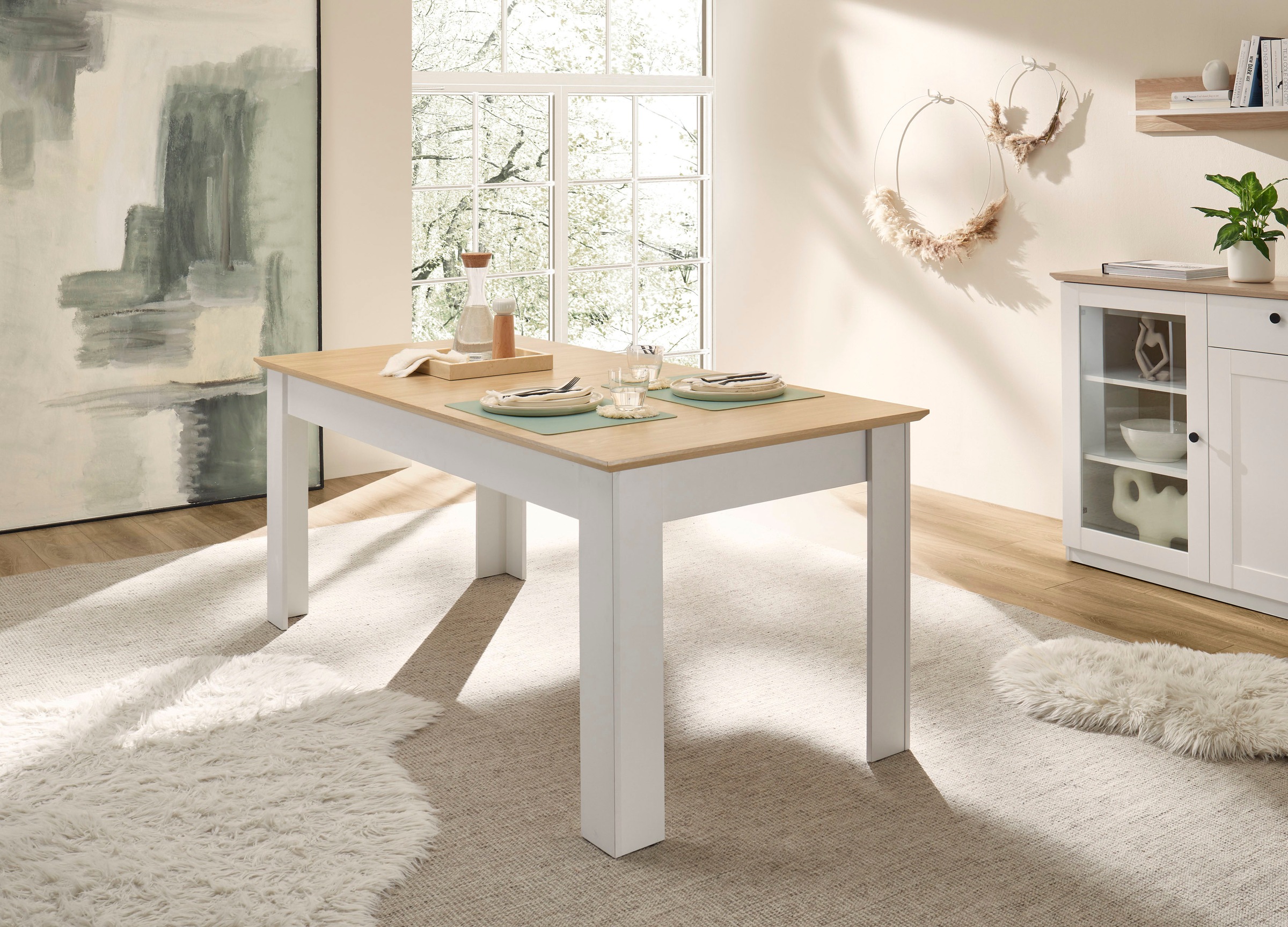 GOODproduct Esstisch »Brest, Tisch im Landhausstil, Wohnzimmertisch, Küchentisch« mit Auszugsfunktion, 180 cm ausziehbar auf 240 cm, Einlegeplatte