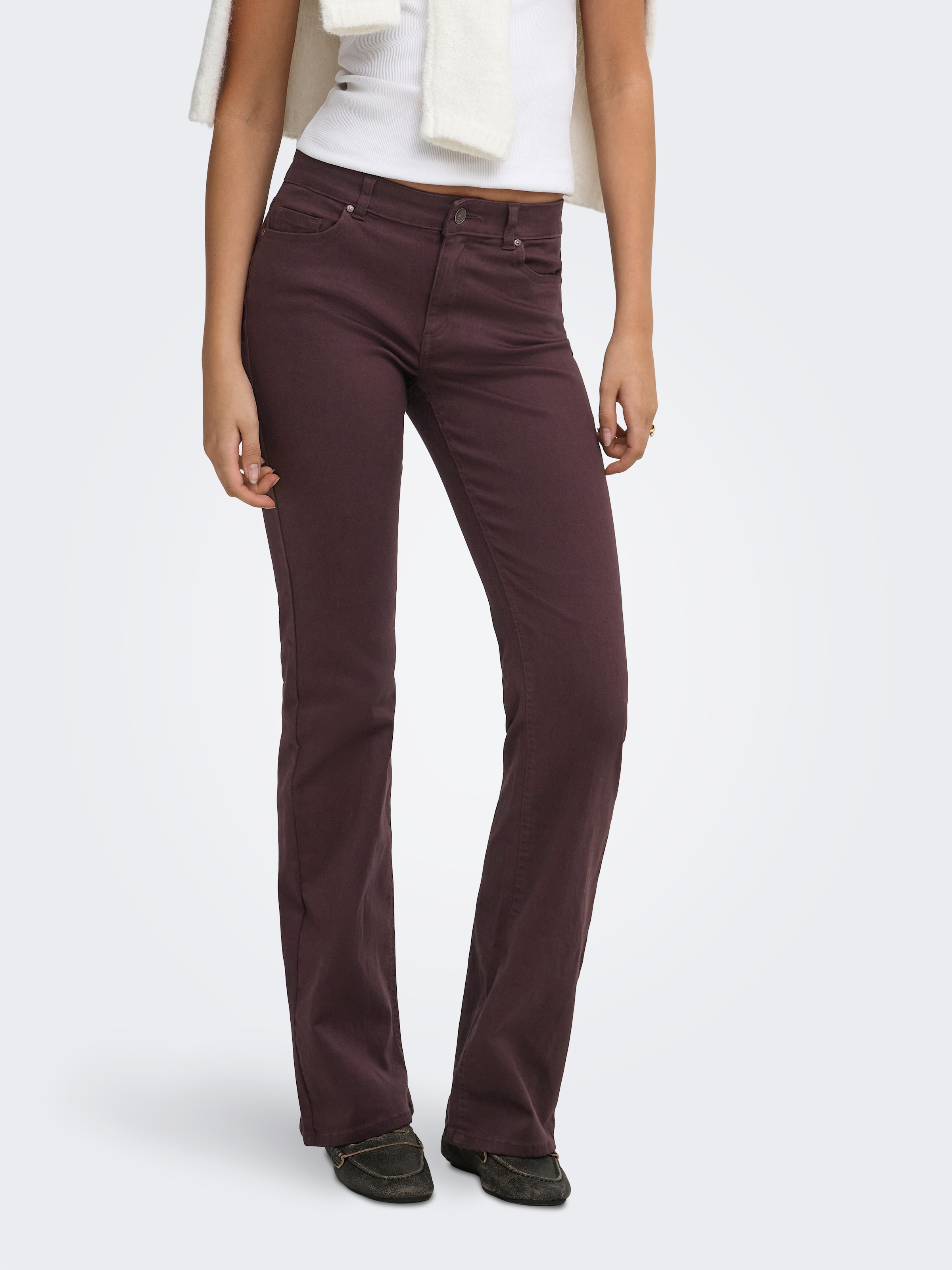 ONLY Bootcuthose »ONLBLUSH MID FLARED COLOUR PANT PNT NOOS«  Baumwollmischung, bootcut fit