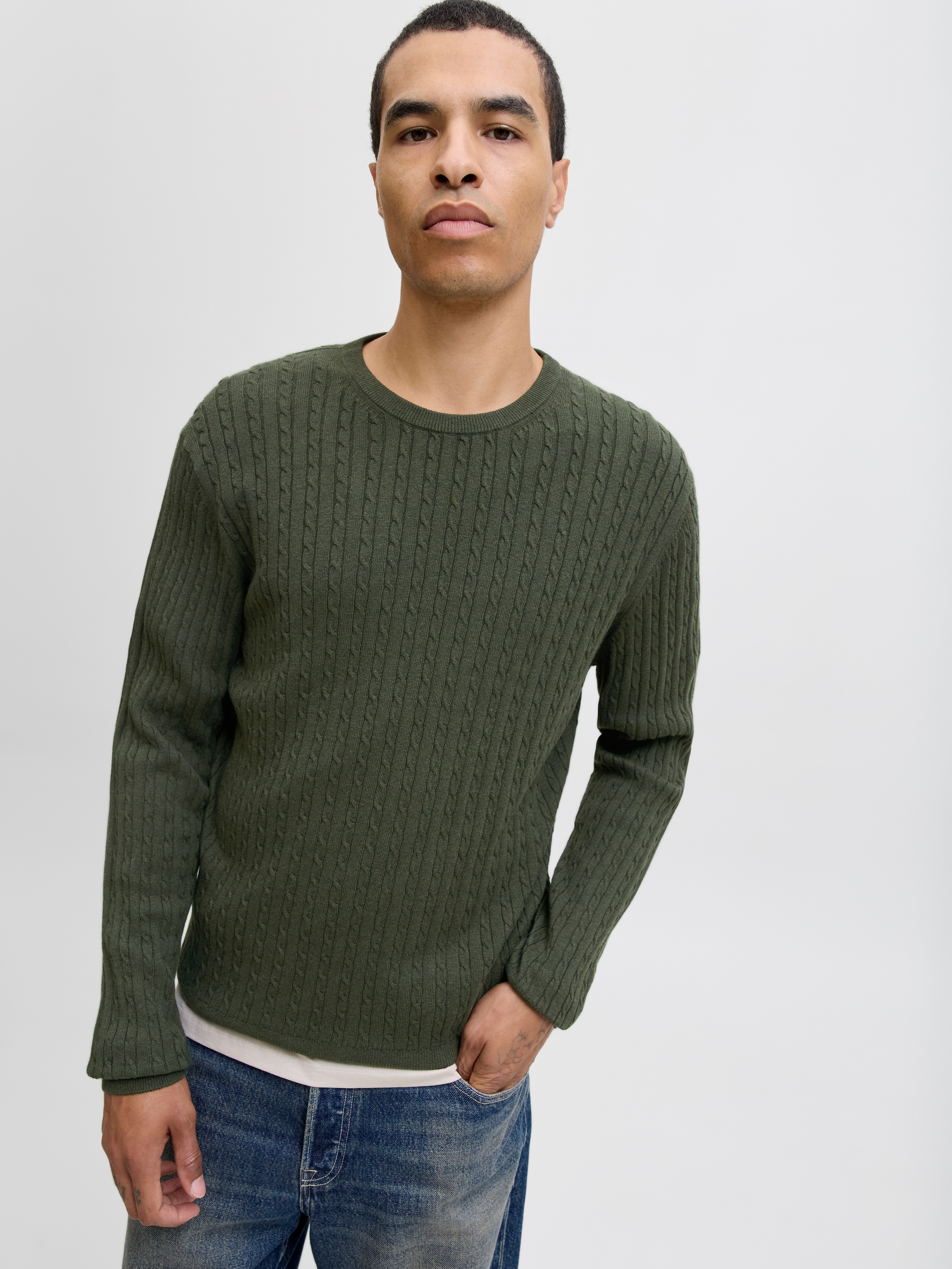 Image of Jack & Jones Strickpullover "JJEEMIL KNIT CABLE CREW NECK NOOS"