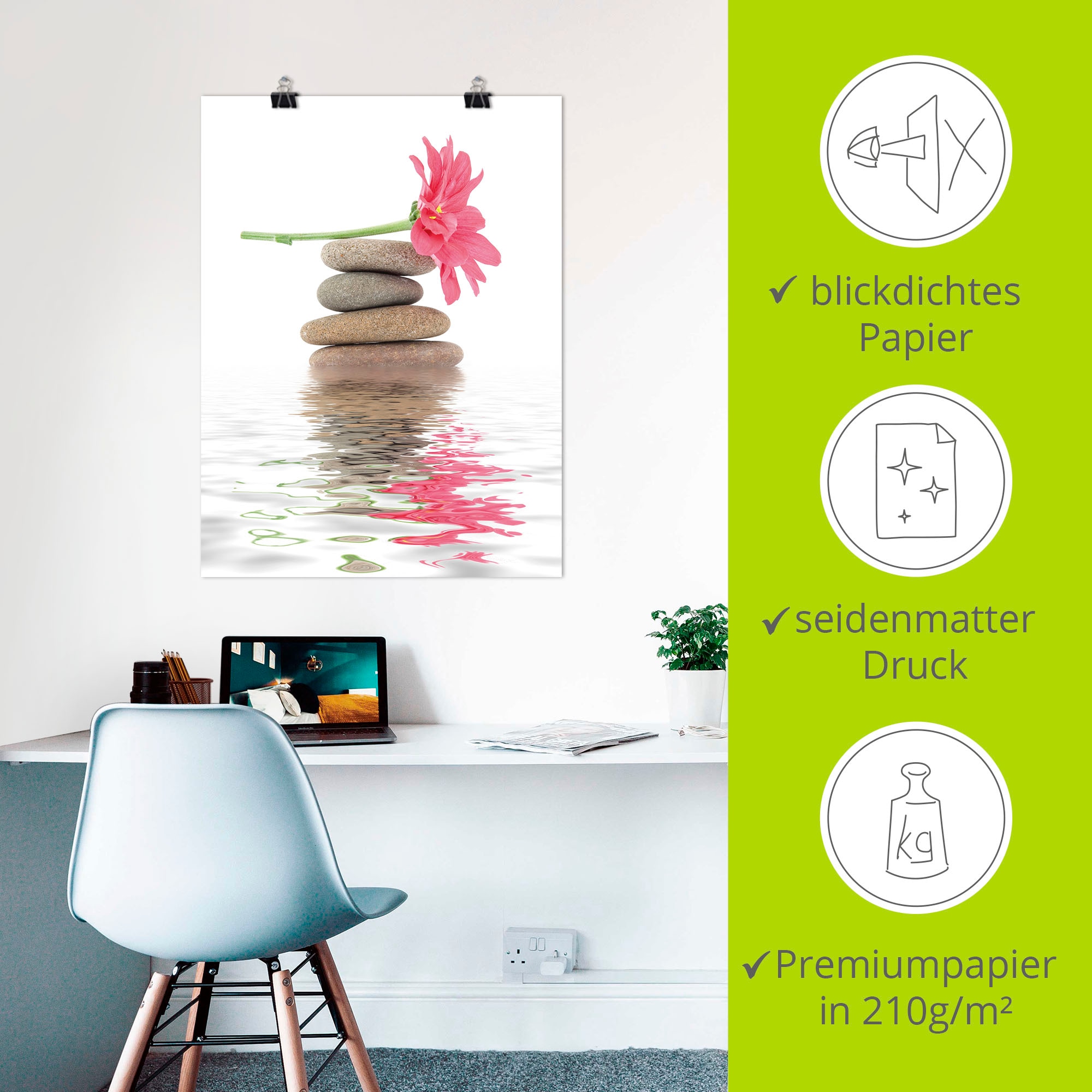 Artland Wandbild »Zen Spa Steine mit Blumen I« Zen 1 Stk. tlg. als Leinwandbild, Poster in verschied. Grössen