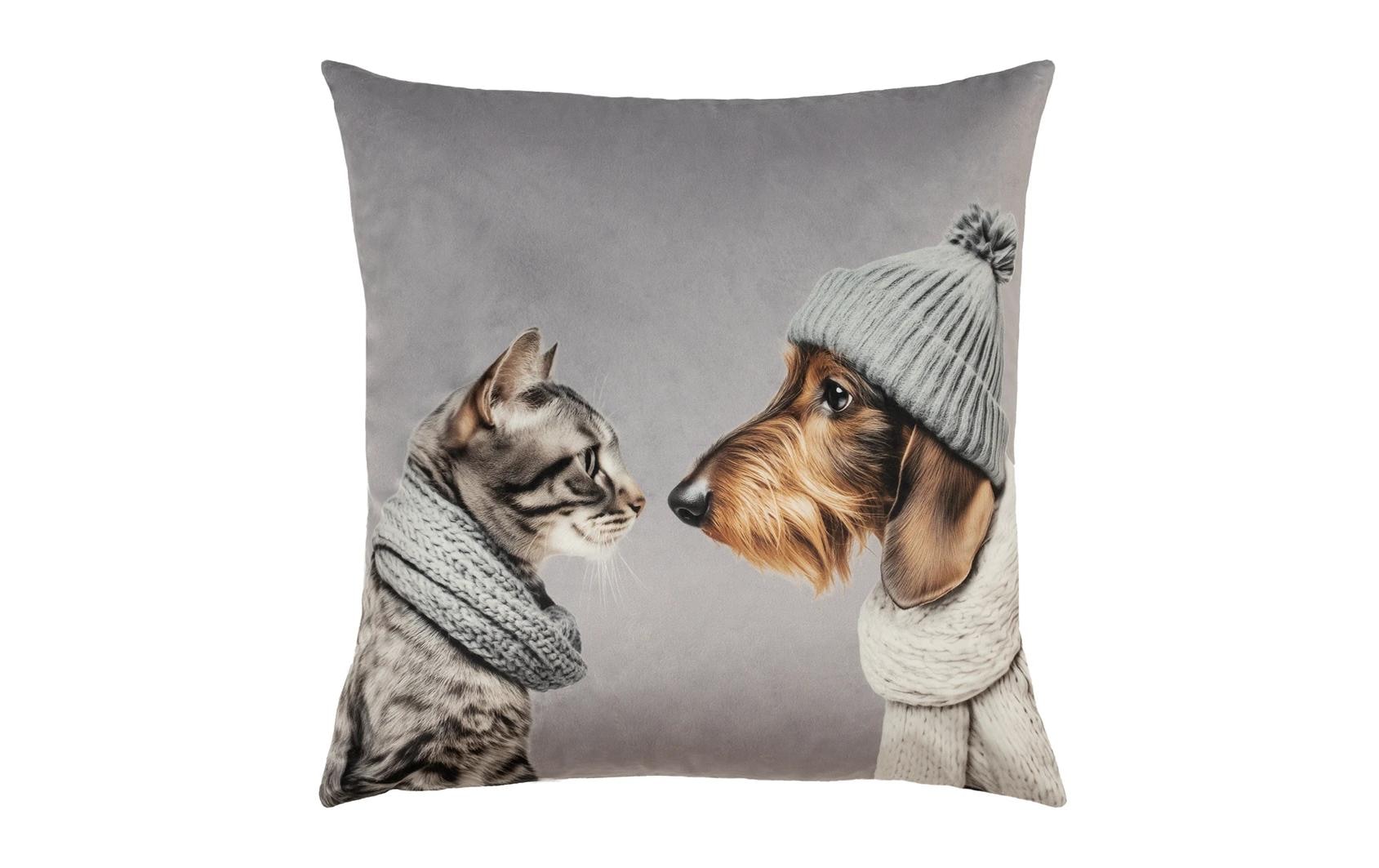 PAD Housse de coussin »Cat Loves Dog Light Grey, ca. 45 x 45 cm«