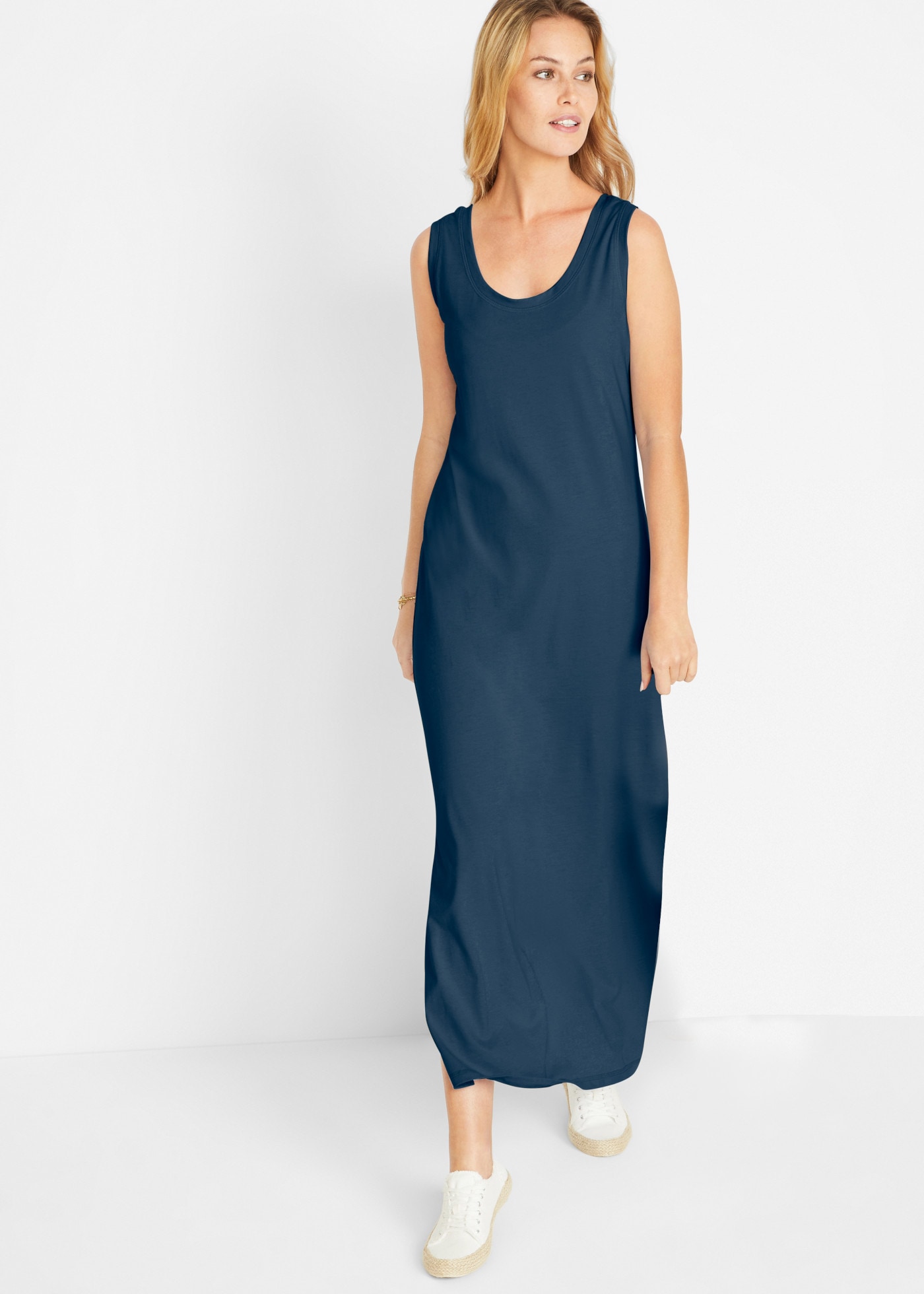 Image of bonprix Jerseykleid aus Baumwolle und Polyester, seitlicher Schlitz, taillierte Passform