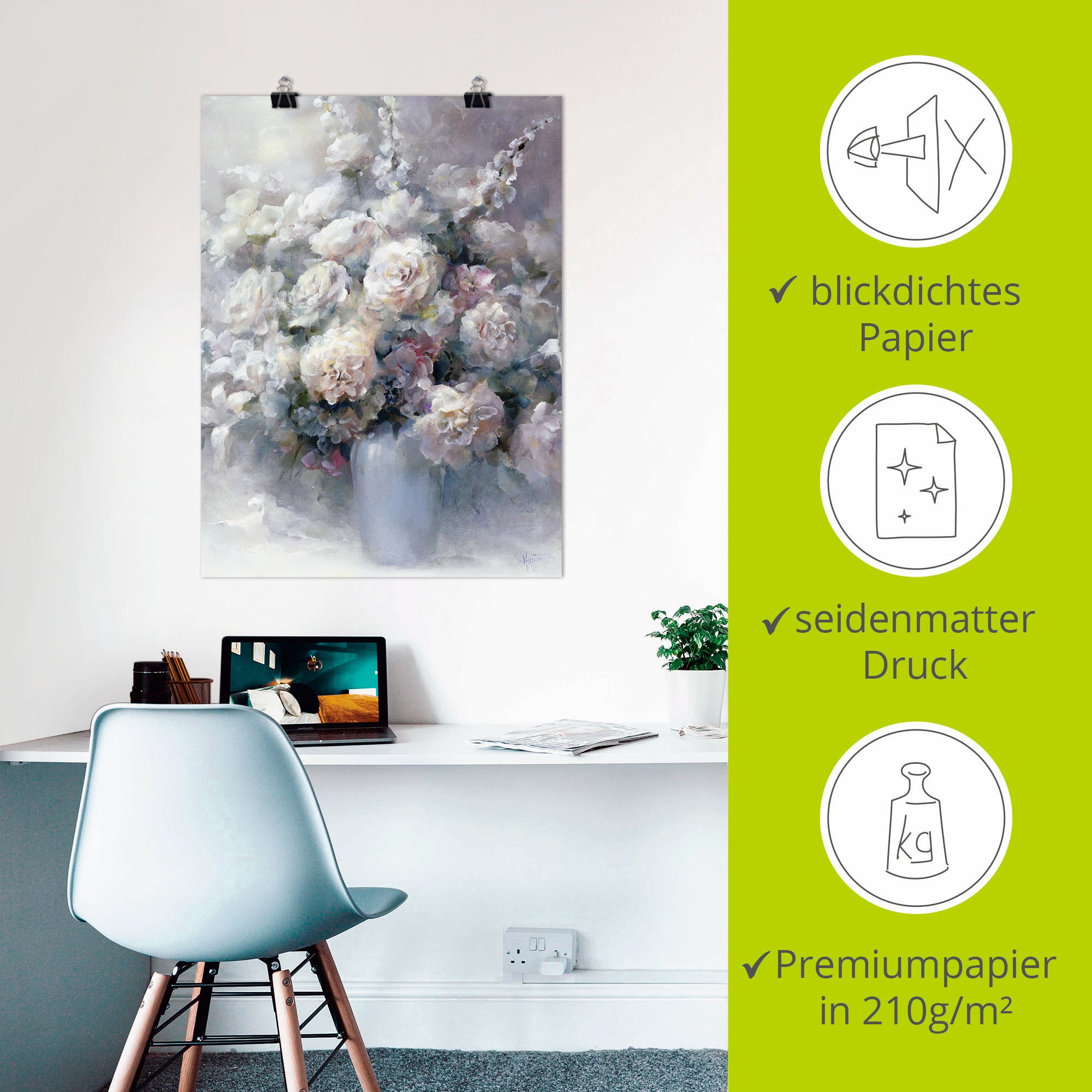 Artland Fresque murale »Weisser Strauss« 1 cuis tlg. als Leinwandbild, Poster in verschied. Grössen