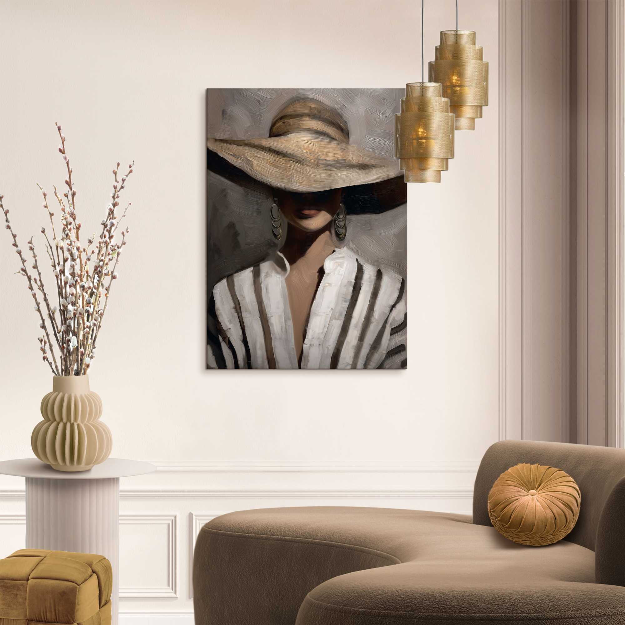 Image of Reinders Leinwandbild "Stilvolle Dame" Menschen 1 Stk. tlg. Wohnzimmer - Braun - Leinwand - Frauen - 50x70 cm