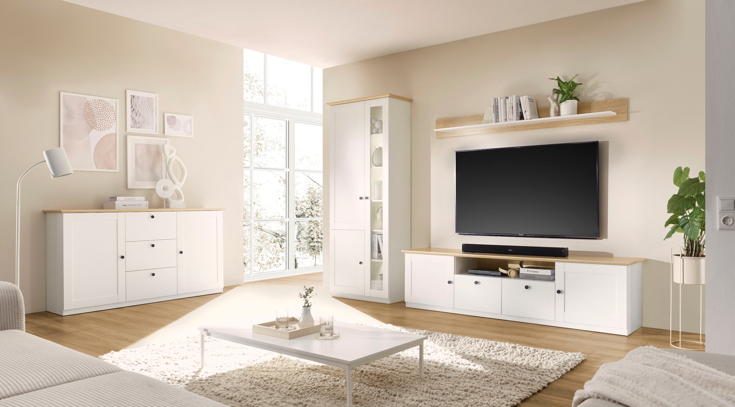 GOODproduct Wohnwand »Brest, Anbauwand im Landhausstil, Komplettset, Wohnzimmer-Set« Set, 3 Stk. tlg.
