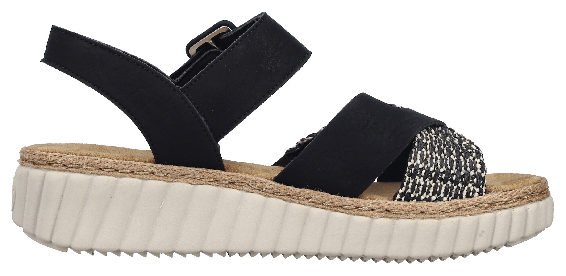 Rieker Sandale  Chaussure d'été, chaussure de plage, chaussure de vacances avec bordure en raphia