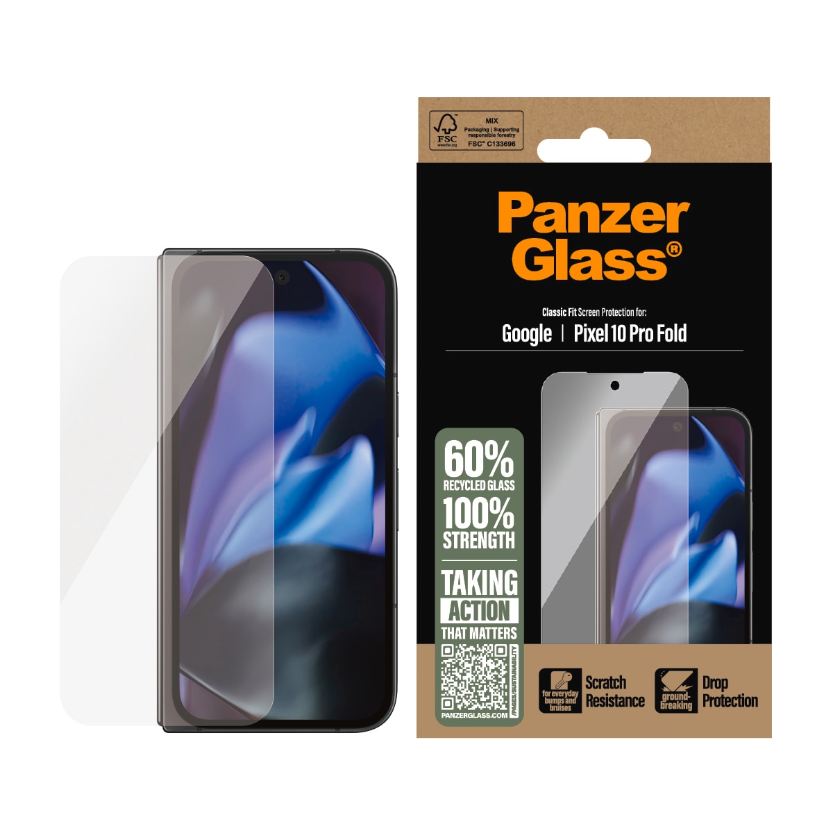 Image of CARE by PanzerGlass Displayschutzglas "Classic Fit Screen Protector" für Google Pixel 10 Pro Fold Displayschutzfolie, Schutzfolie, Bildschirmschutz, kratz- & stossfest