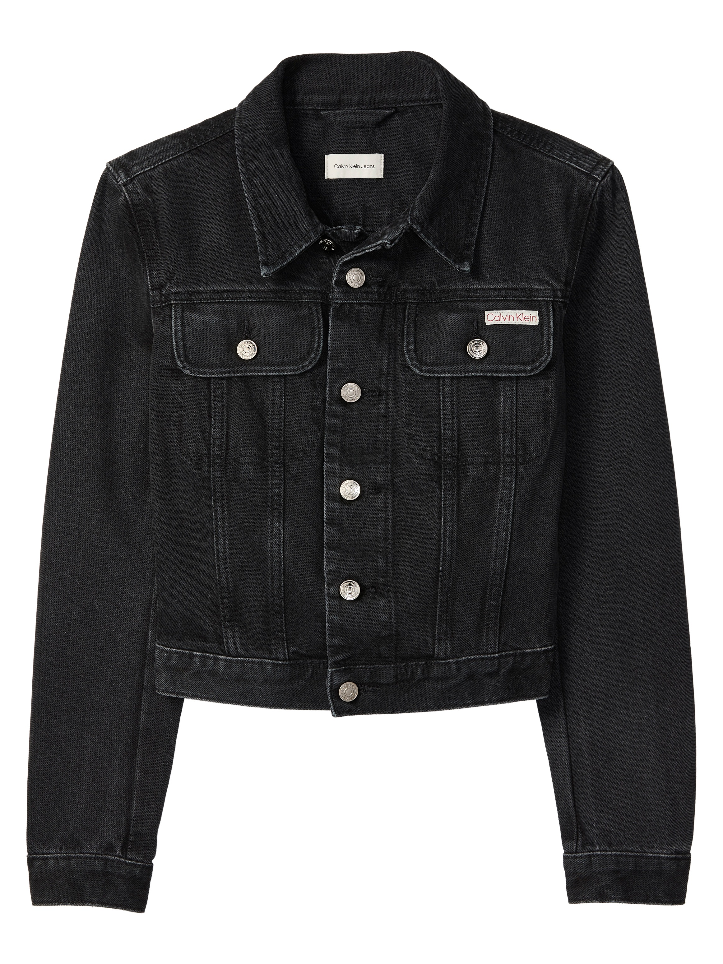 Calvin Klein Jeans Jeansjacke »CROP 90S« ohne Kapuze schmale, kurze Passform, used-washed