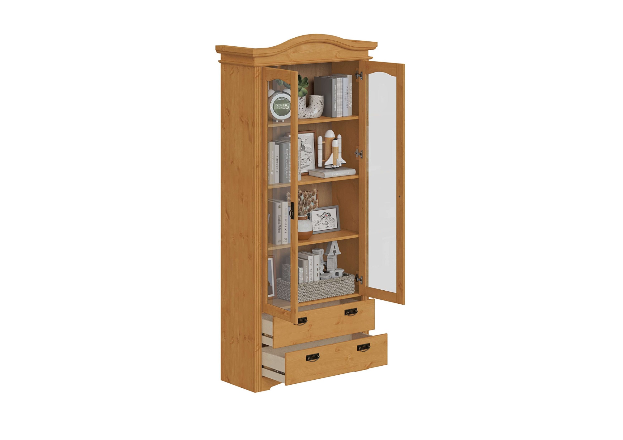 Home affaire Vitrine »Konrad«, aus massiver Kiefer, mit Glaseinsätzen, B/T: 94/208 cm