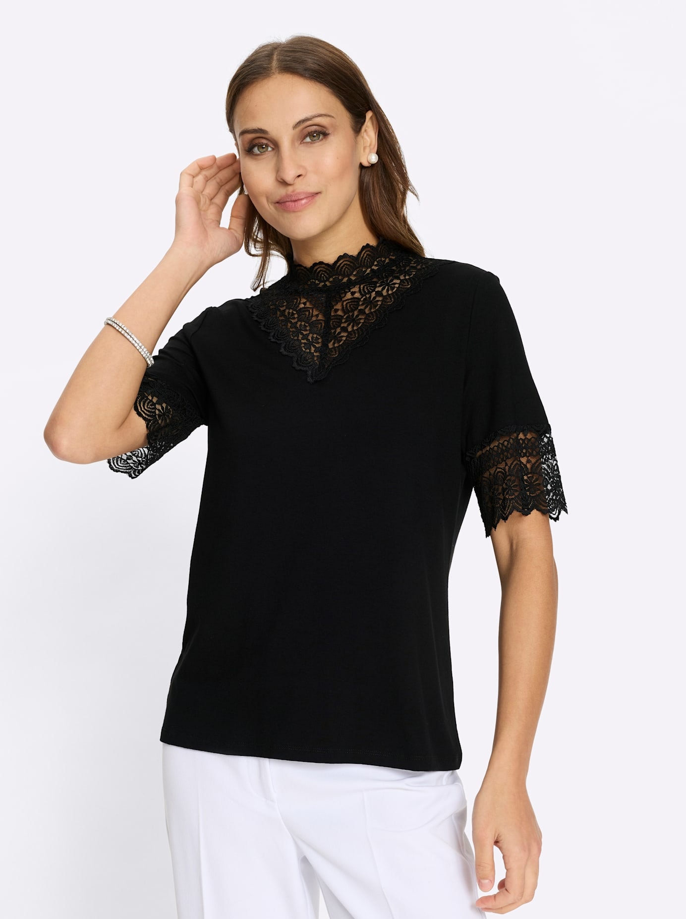 Lady Stehkragenshirt »Spitzen-Shirt« 1 tlg.