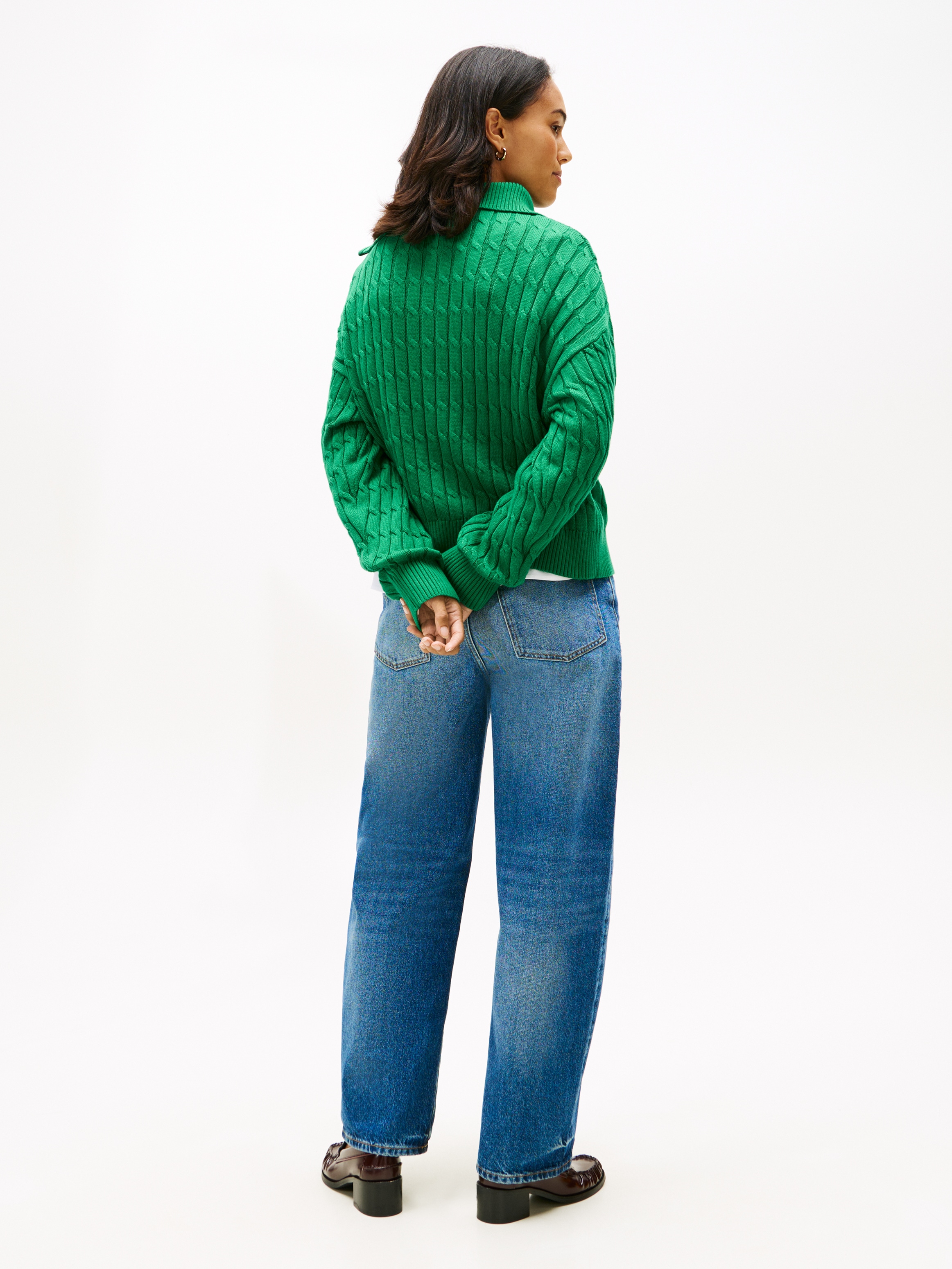 Tommy Hilfiger Troyer »CO CABLE MID GG 1/2 ZIP LS SWT« mit Zopfmuster