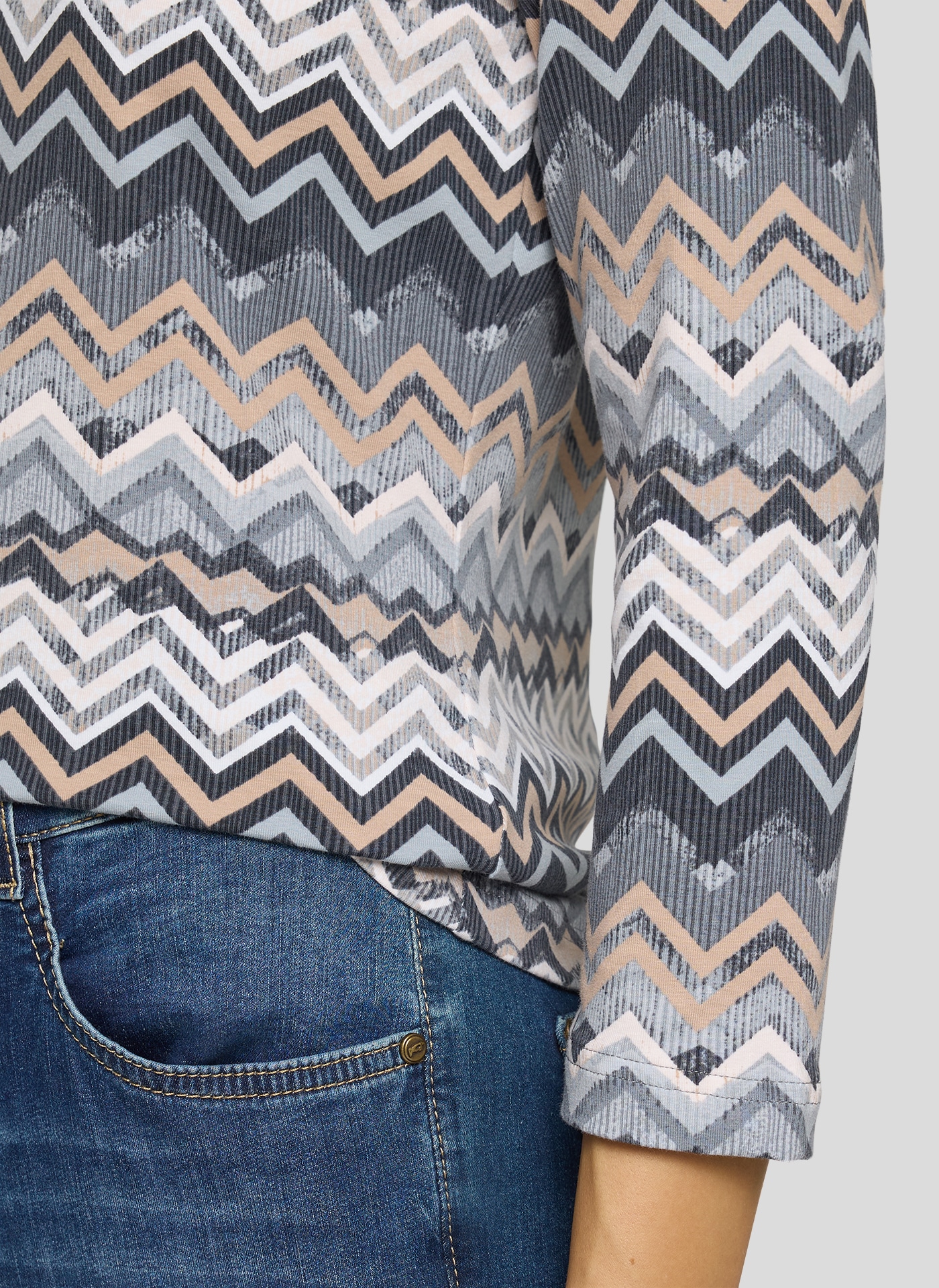 Rabe T-shirt à manches 3/4 mit grafischem Muster