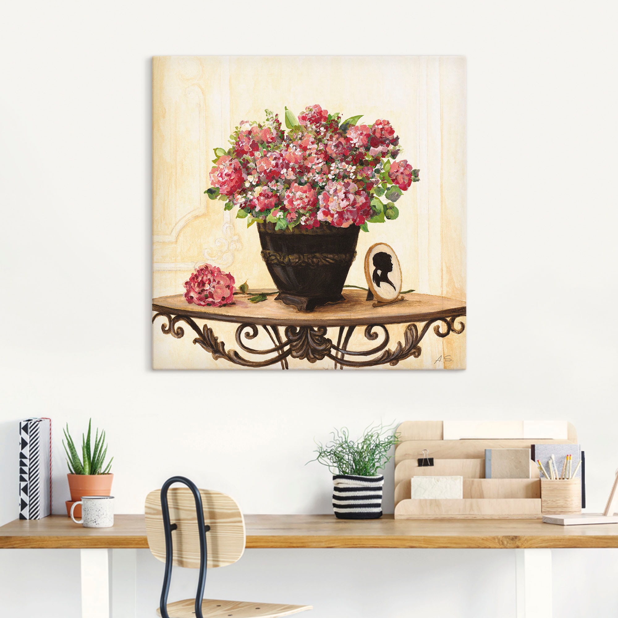 Artland Leinwandbild »Bouquet von roten Hortensien«, Arrangements, (1 St.), auf Keilrahmen gespannt