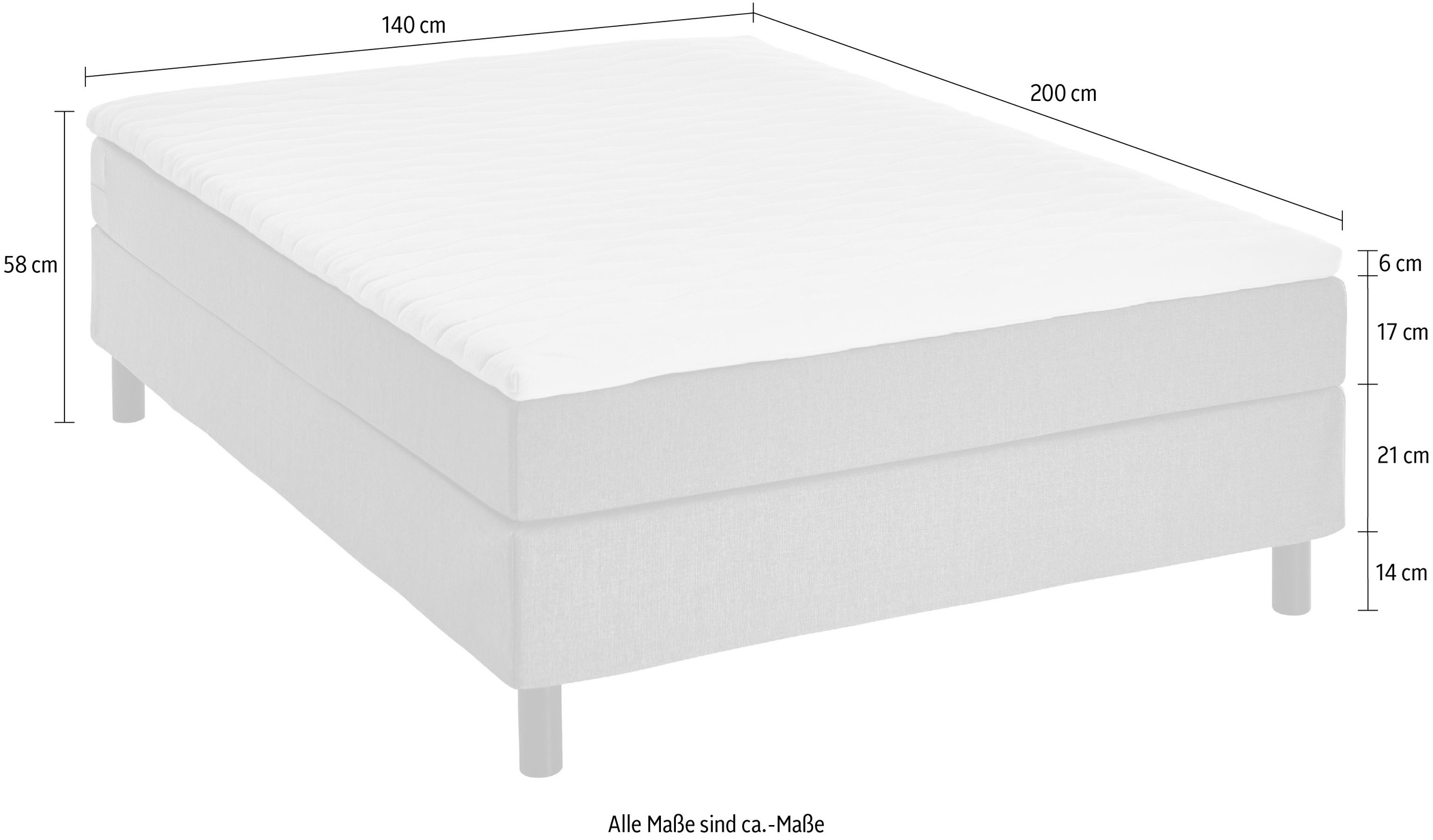 ATLANTIC home collection Boxbett »Happy«, ohne Kopfteil, mit Topper, wahlweise mit oder ohne Bettwaren