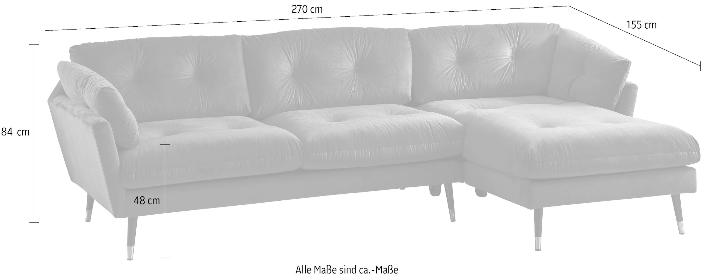 Trends by HG Ecksofa »Japan L-Form«, mit Fuss in Holz-Metallkombination, Recamiere rechts oder links