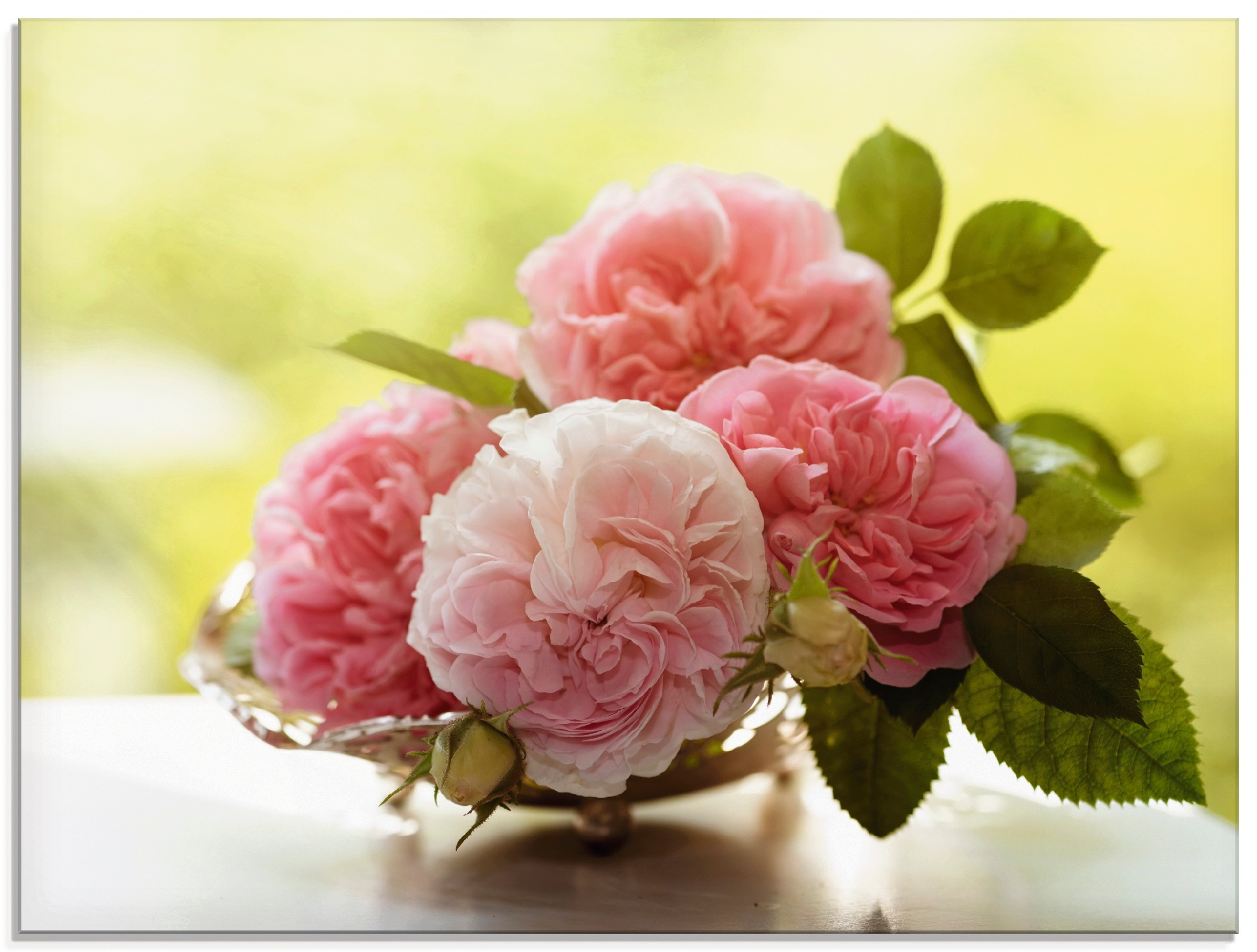 Image of Artland Glasbild »Rosen in Silberschale Stillleben«, Blumen, (1 St.) bei Ackermann Versand Schweiz