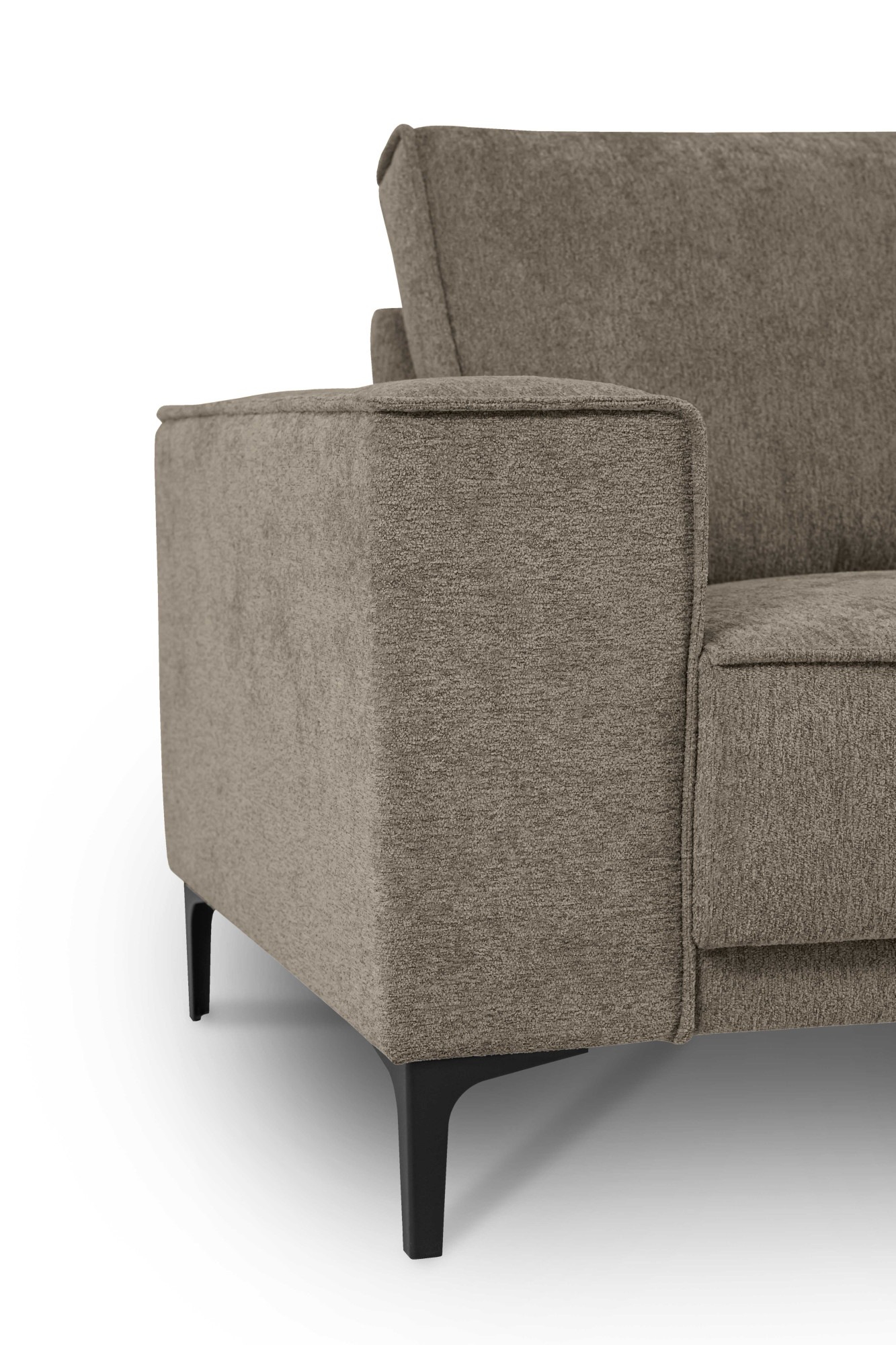 Places of Style Ecksofa »Polsterecke Oland, Struktur, Flachgewebe, Luxus-Microfaser, Boucle«, L-Form, 280 cm, Wellenunterfederung, Skandi-Design, Metallfüsse