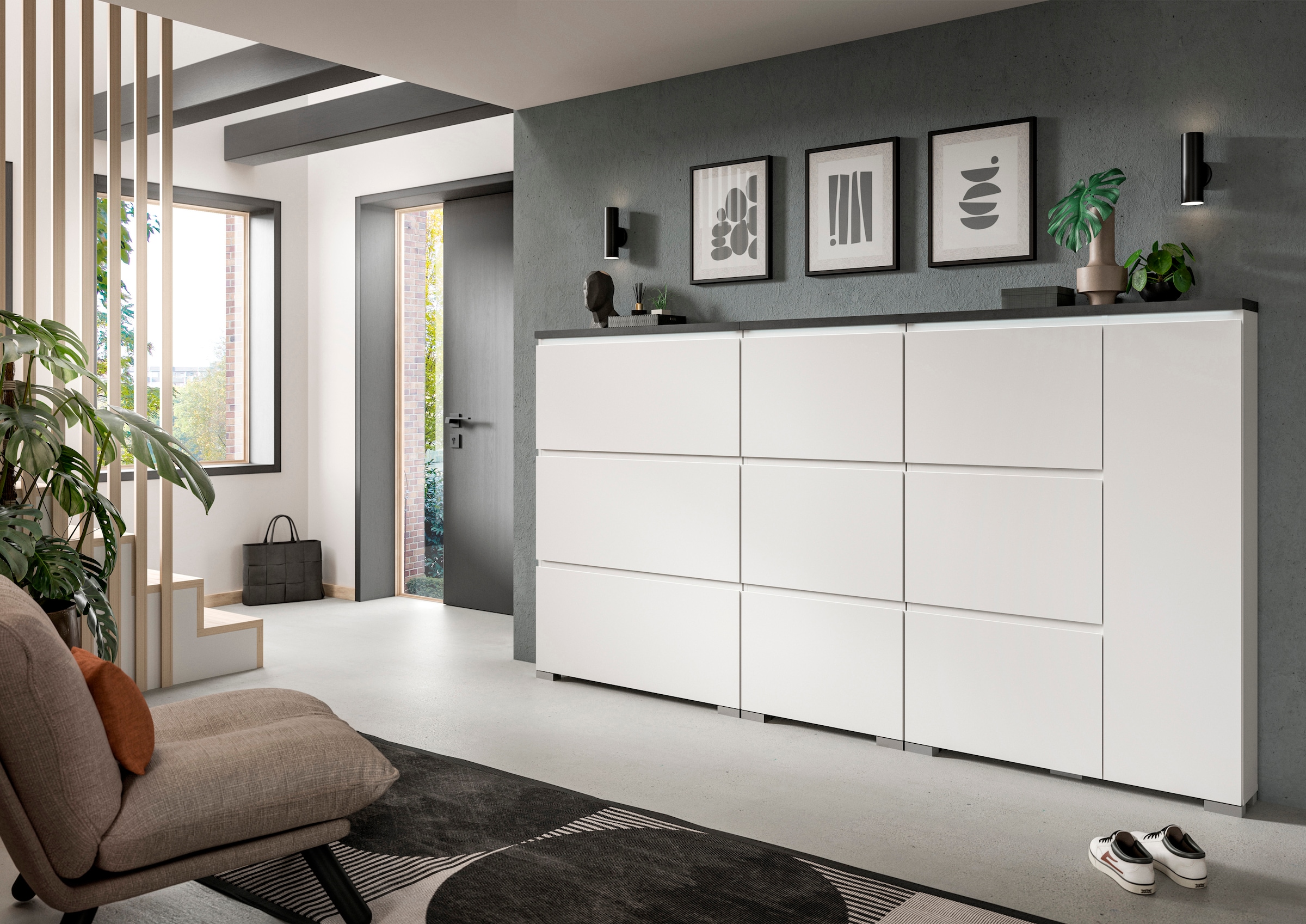 INOSIGN Armoire à chaussures »Skoskap, Tiefe 18cm, 3 Klappen mit Schuhwalze, Platz für 12 Schuhpaare« Schuhkipper, Schuhkommode, Schuhregal, Kommode, Anrichte