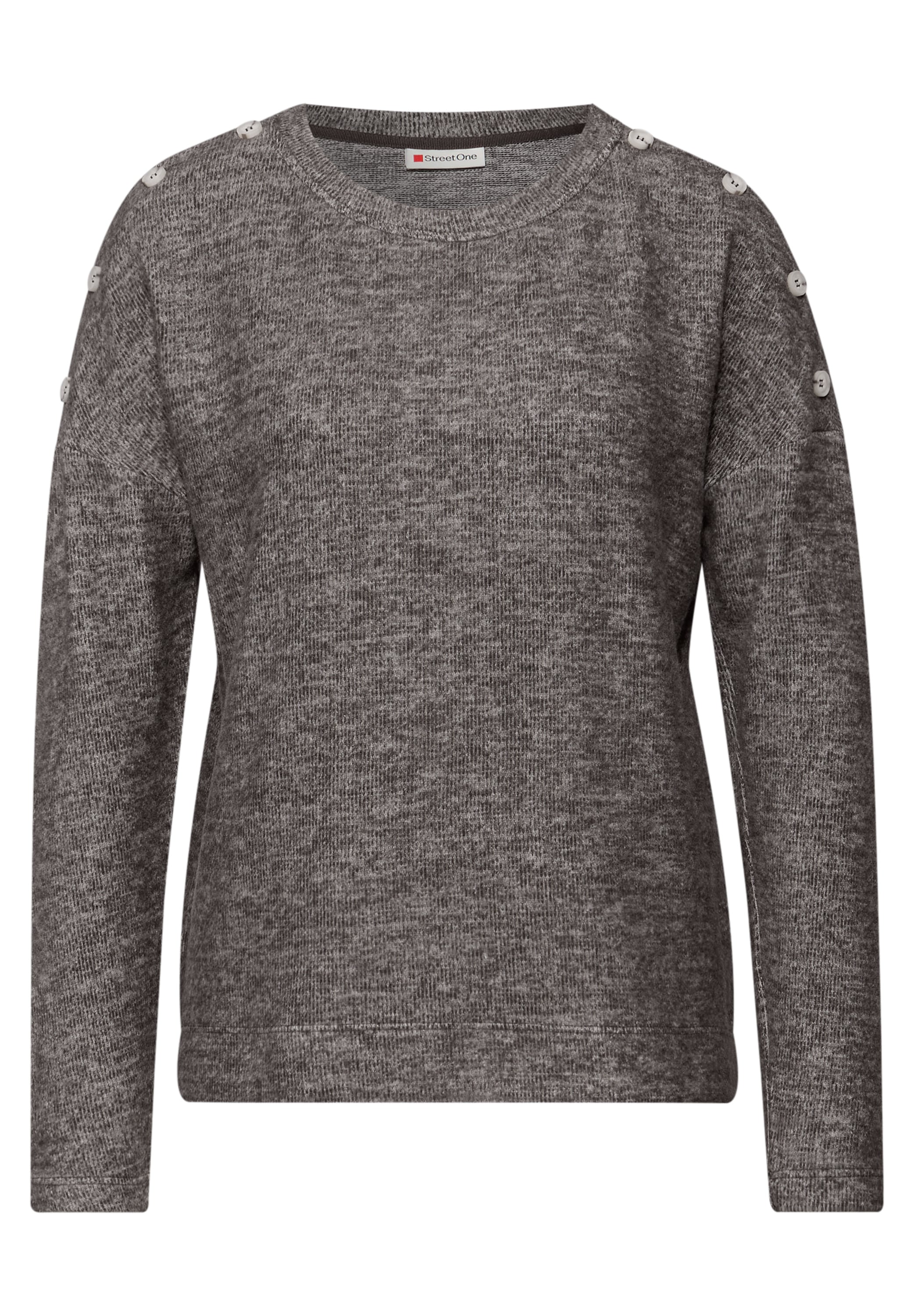 STREET ONE Strickpullover Knopfdetail an den Schultern und im Melange-Look