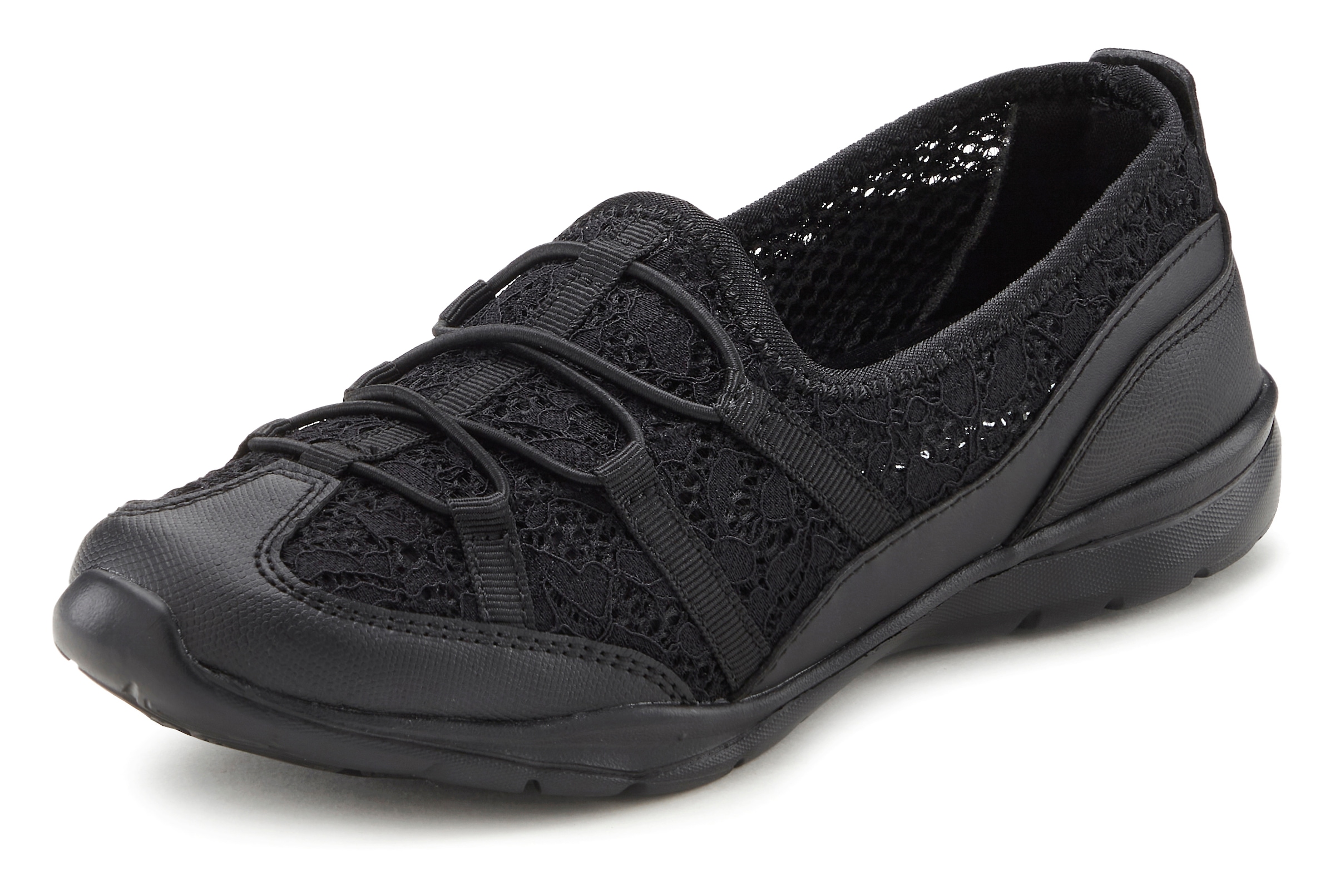 LASCANA Sneaker »Freizeitschuh, Halbschuh, leichter Slipper,«, zum Reinschlüpfen mit elastischen Schnürbändern VEGAN