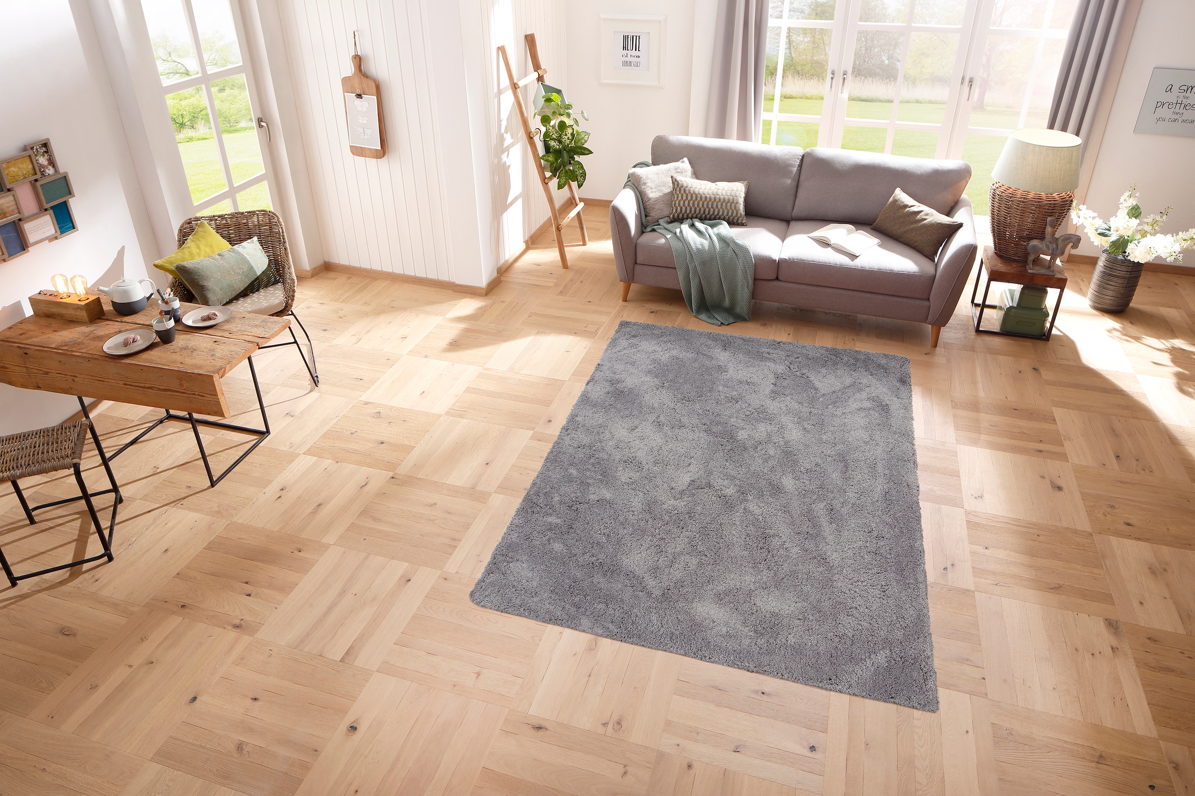 my home Teppich »Desner, Hochflor Teppiche«, rechteckig, 35 mm Höhe, Mikrofaser, weich, flauschig, Wohnzimmer, Schlafzimmer, Kinderzimmer