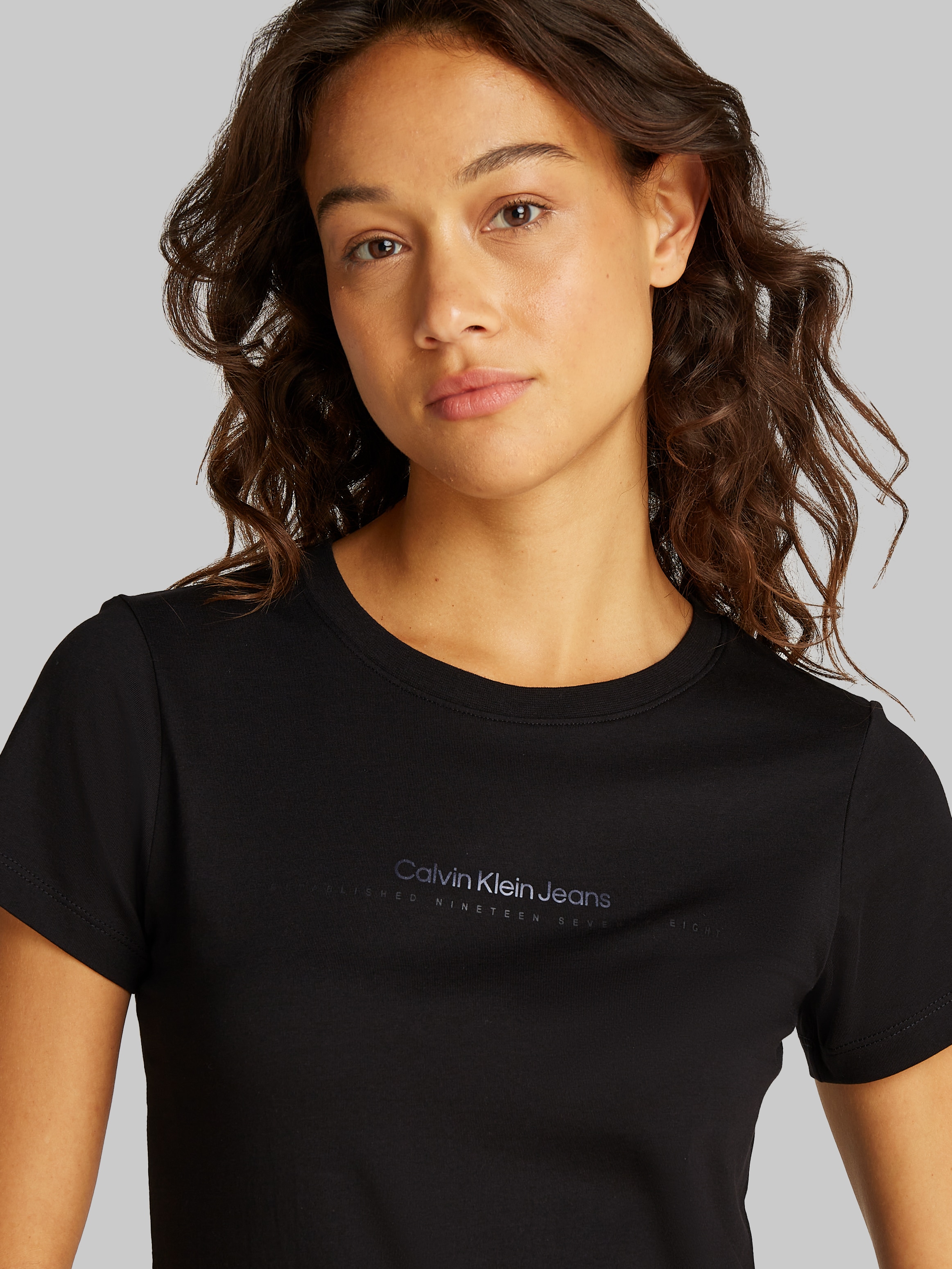 Calvin Klein Jeans Rundhalsshirt »INSTITUTIONAL GRAPHIC SLIM TEE«, mit Logodruck