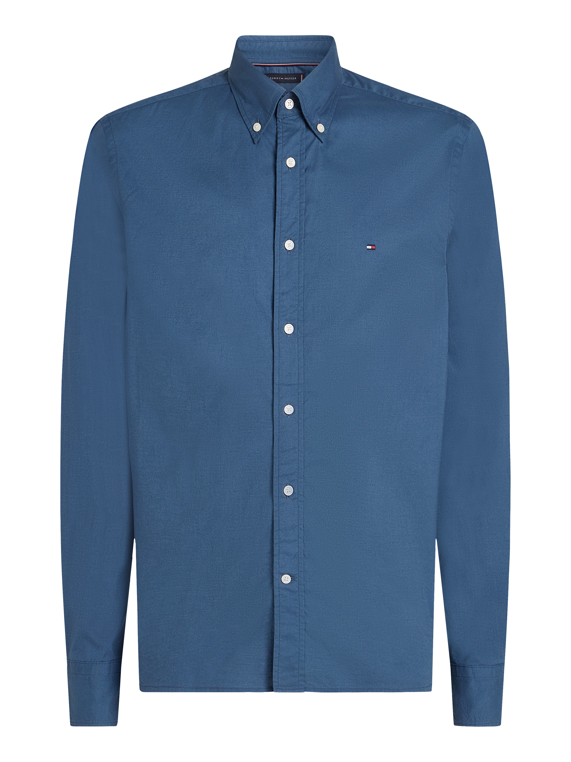 Tommy Hilfiger Businesshemd »FLEX POPLIN SOLID RF SHIRT mit Button-down und Rückenfalte«, unifarben, klassisch, regular fit, Baumwolle, Kragen
