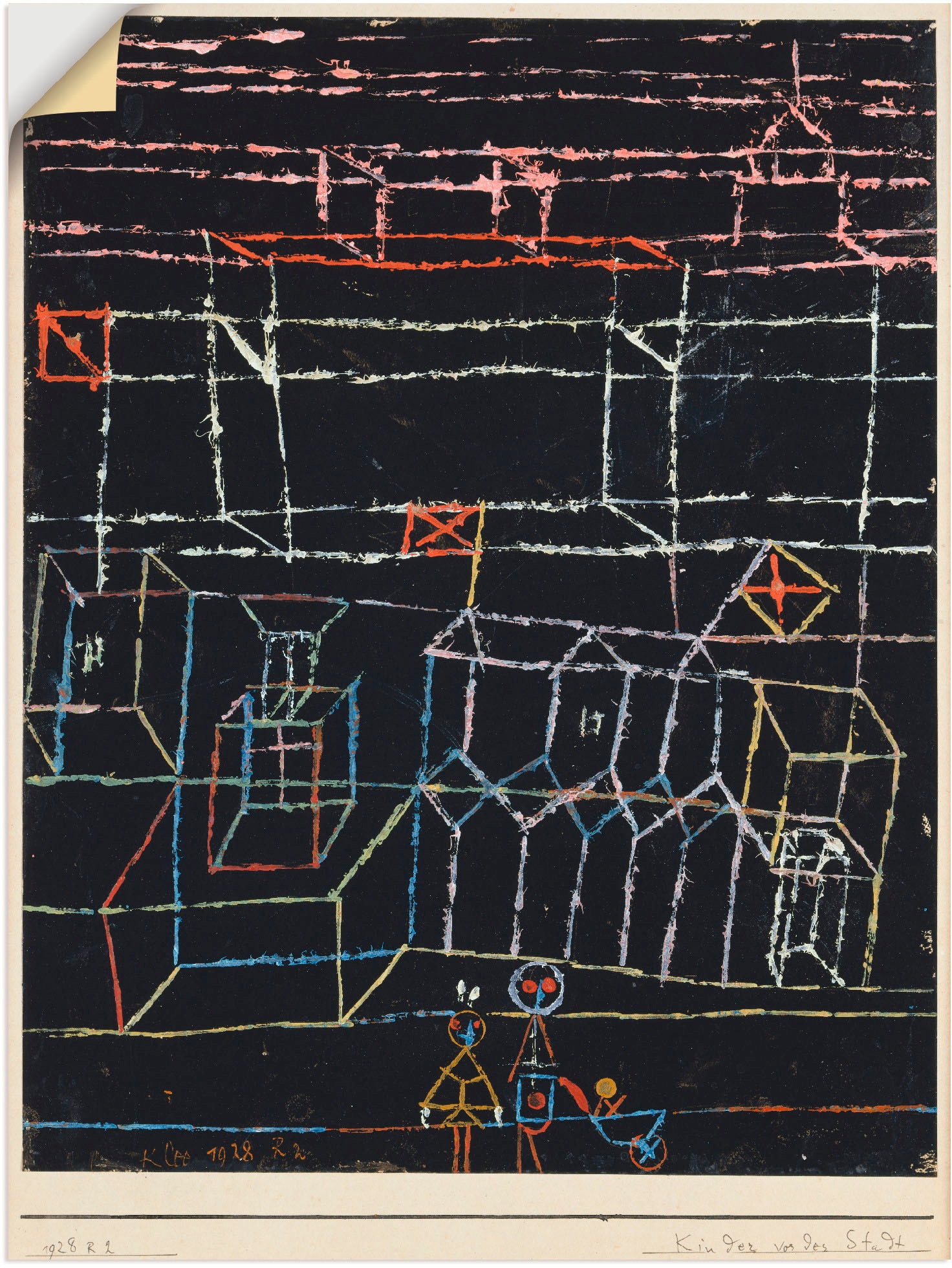 Image of Artland Wandbild »Kinder vor der Stadt. 1928.«, Muster, (1 St.), in vielen Grössen & Produktarten -Leinwandbild, Poster, Wandaufkleber / Wandtattoo auch für Badezimmer geeignet bei Ackermann Versand Schweiz