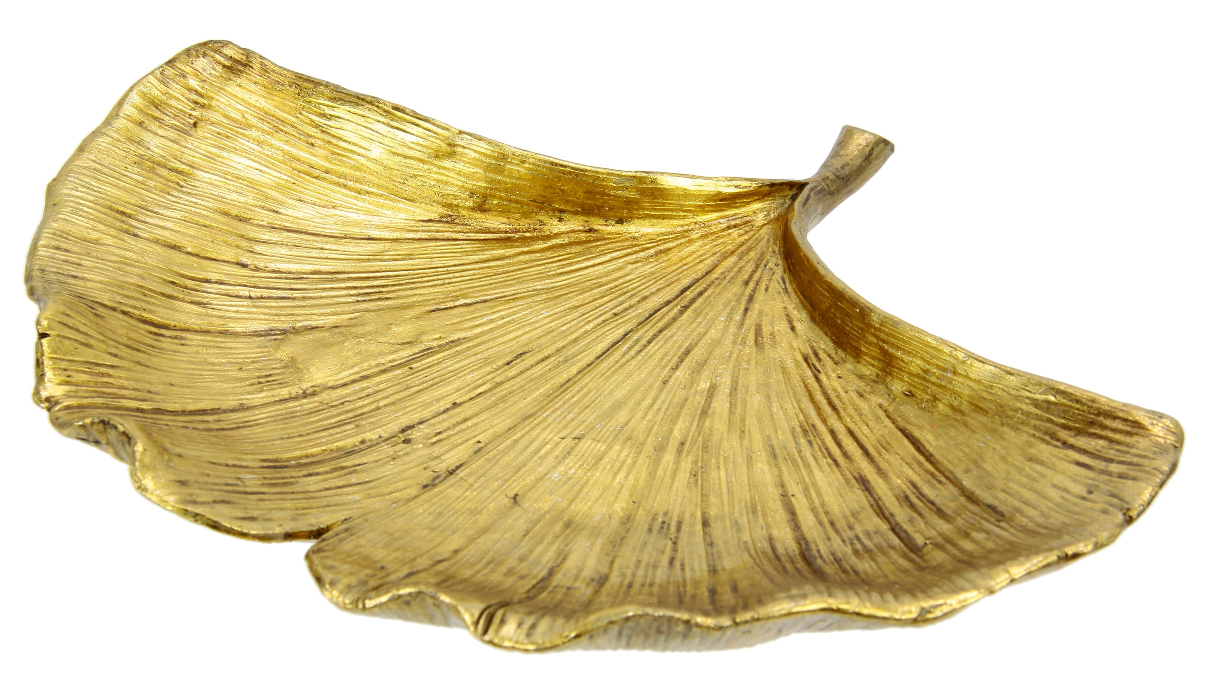 Image of I.GE.A. Dekoschale "Schale Ginkgoblatt aus Polyresin" Tablett Serviertablett Tischdeko Dekoteller Schmuck-Tablett Deko, gold