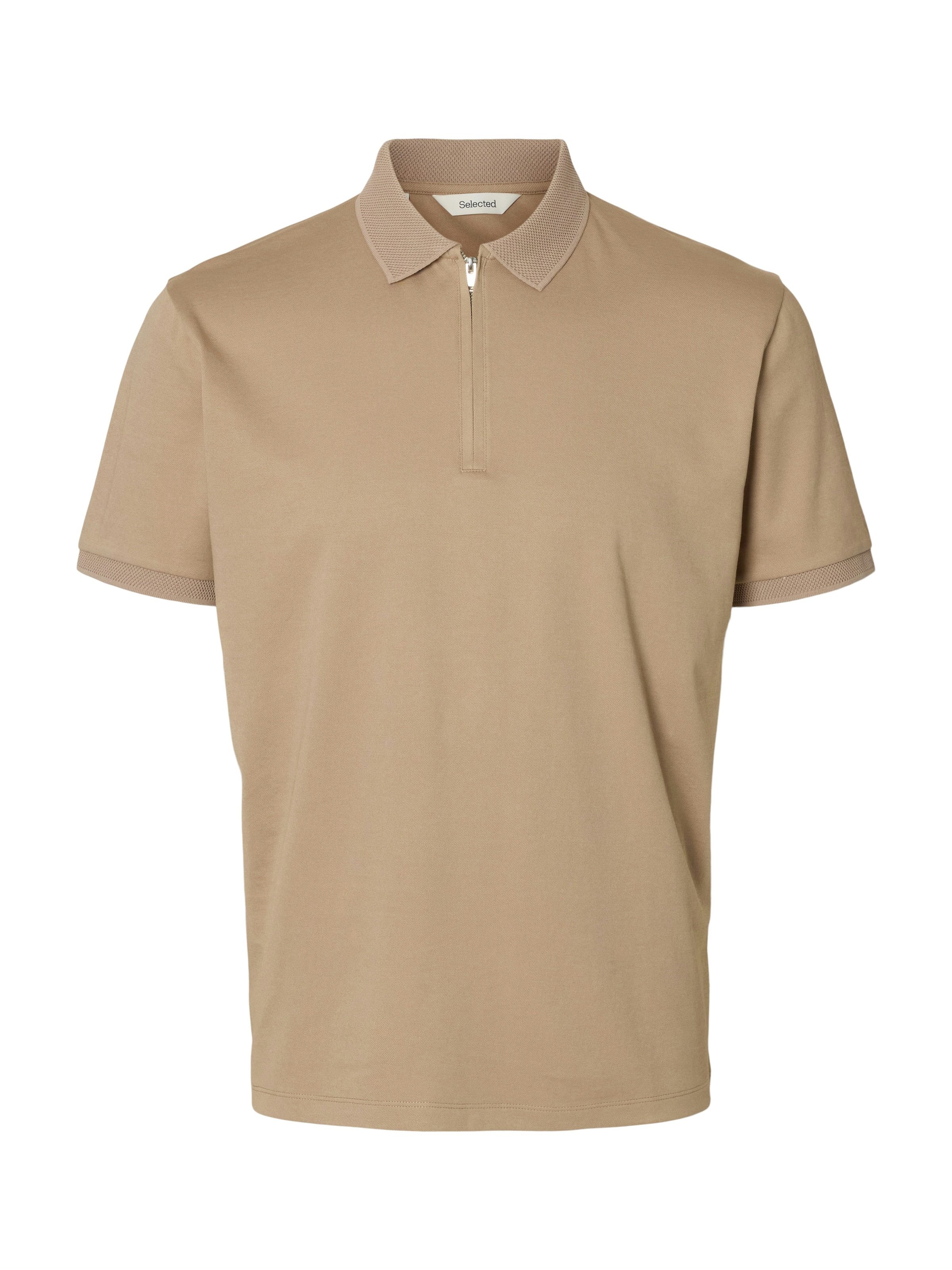 SELECTED Poloshirt »SLHFAVE ZIP SS POLO NOOS« Baumwollmischung, regular fit
