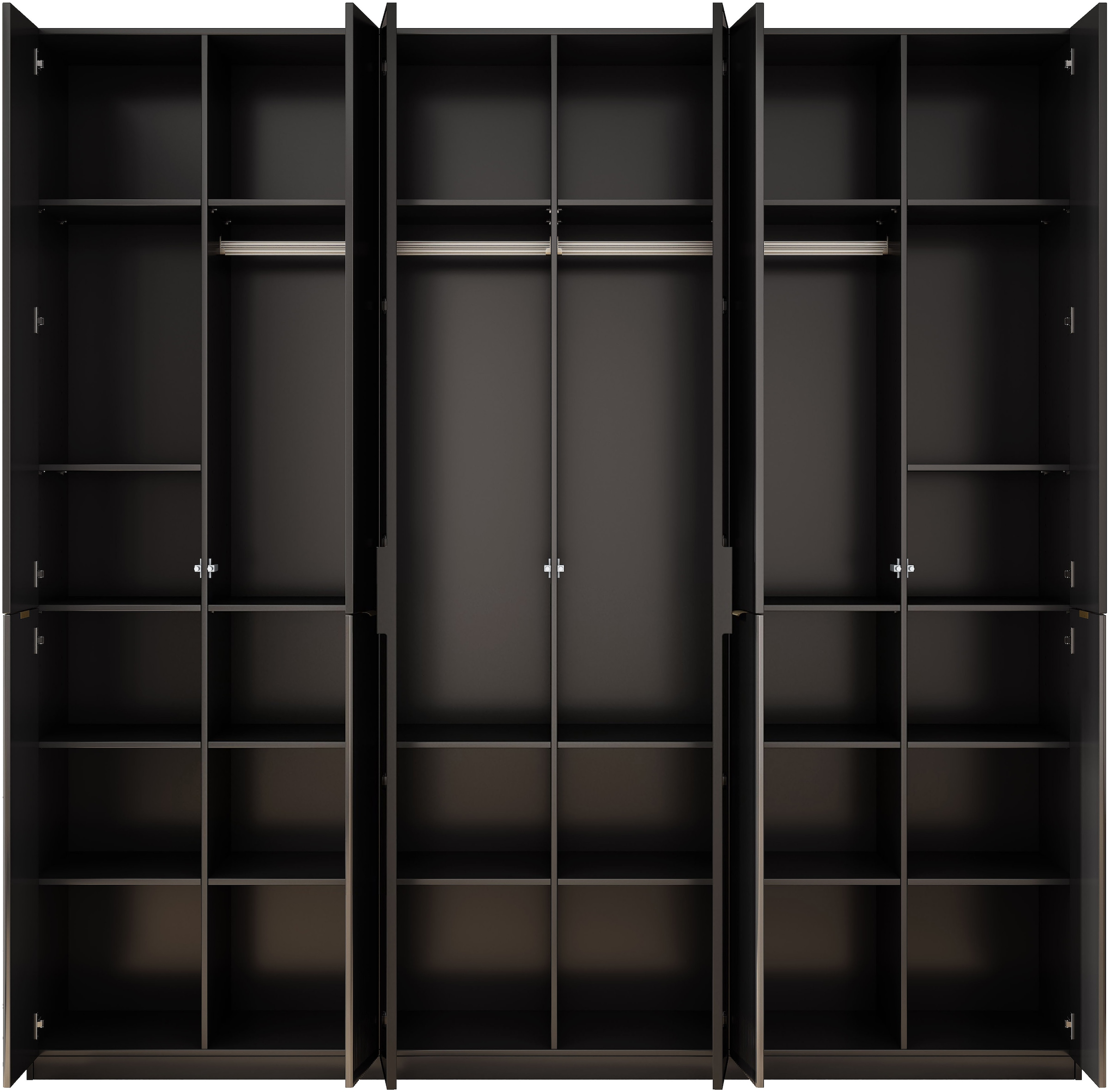 GOODproduct Kleiderschrank »Jorella Schlafzimmerschrank Garderobe mit Softclose Türen Glastüren« eleganter Schlafzimmerschrank Rillendesign Trend Breite 241cm Grauglas