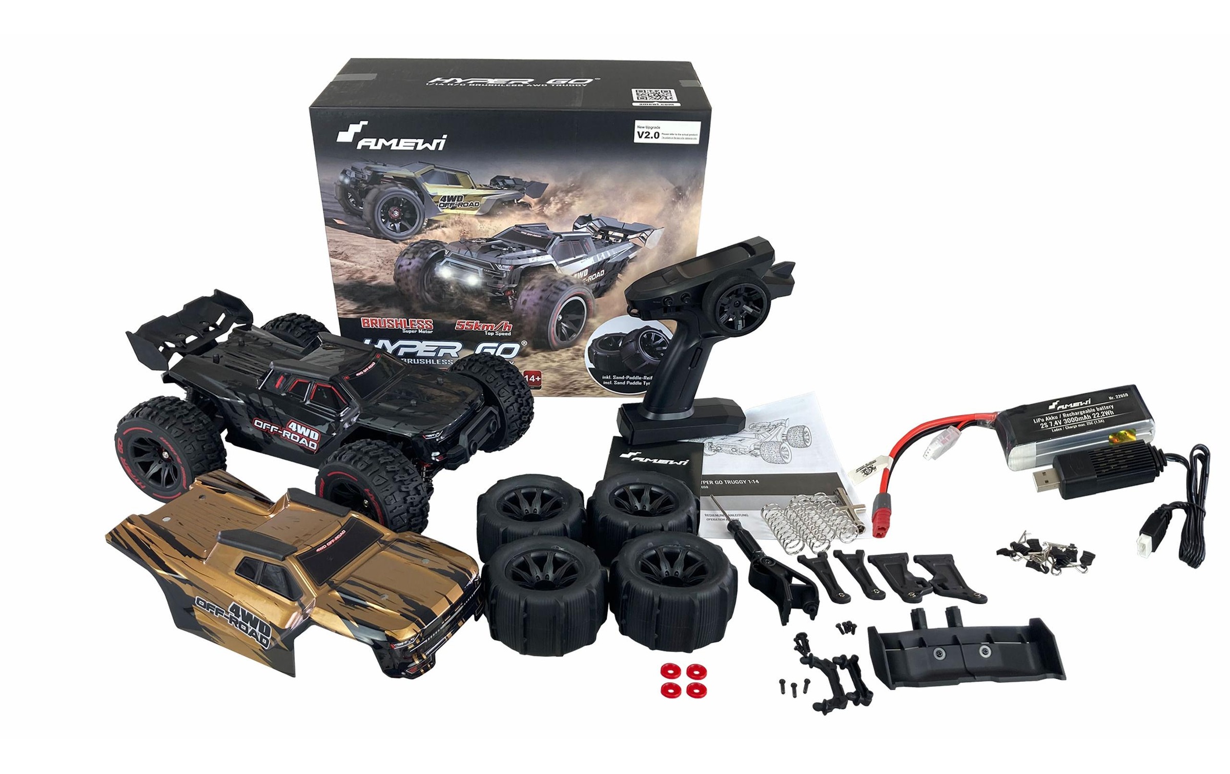 Amewi RC-Monstertruck »Hyper Go 4WD Brushless Schwarz,«