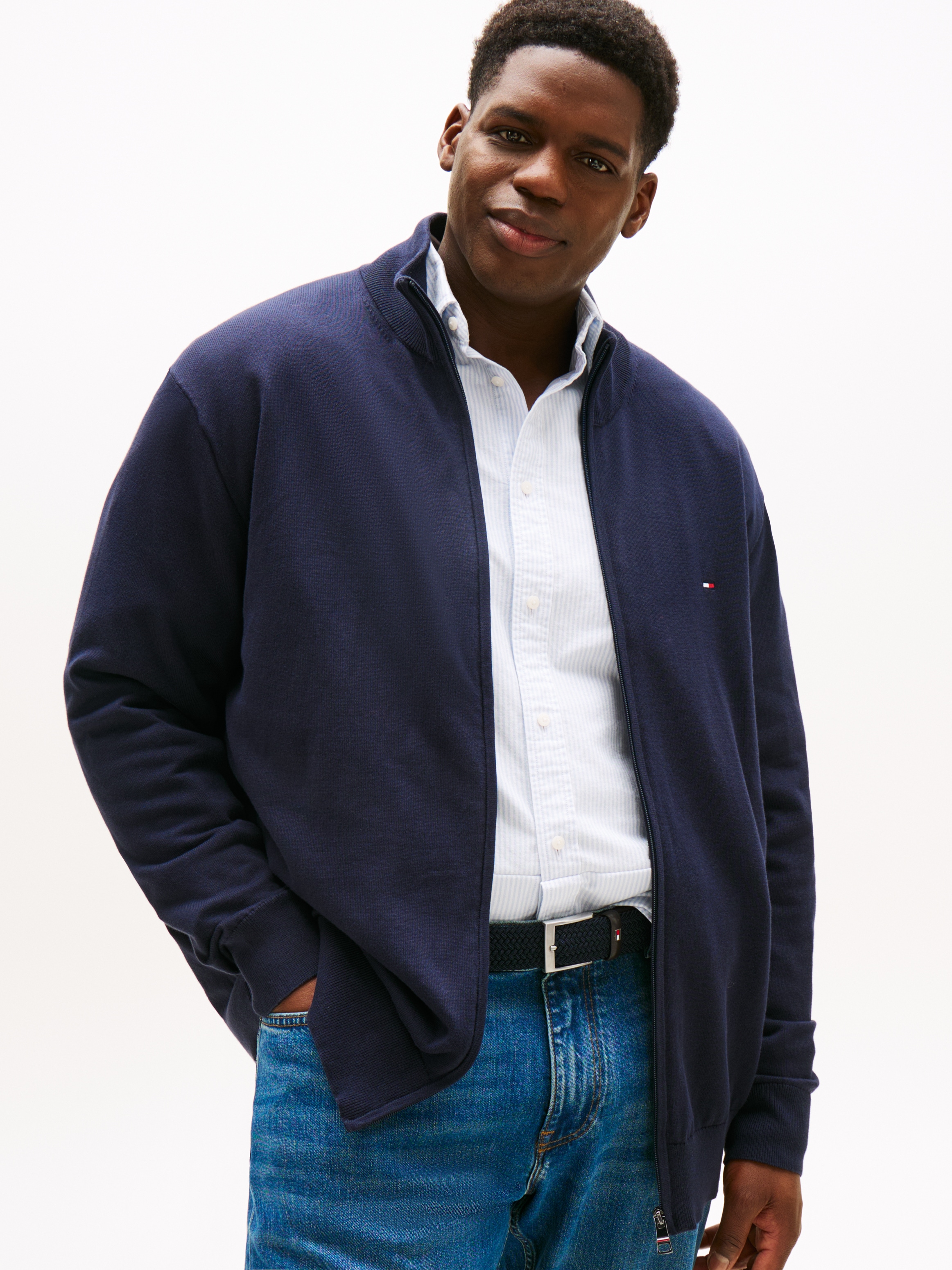 Image of Tommy Hilfiger Big & Tall Strickjacke "BT-ESSENTIAL COTTON ZIP THRU-B" Grossen Grössen