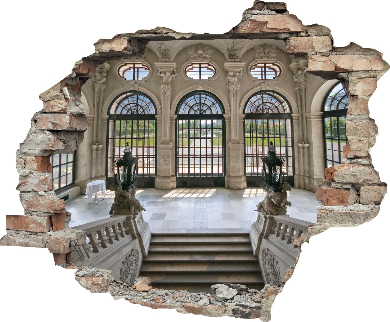 Image of queence Wandtattoo "Treppe" Wandsticker, Wandbild, selbstklebend, 3D, Wanddurchbruch