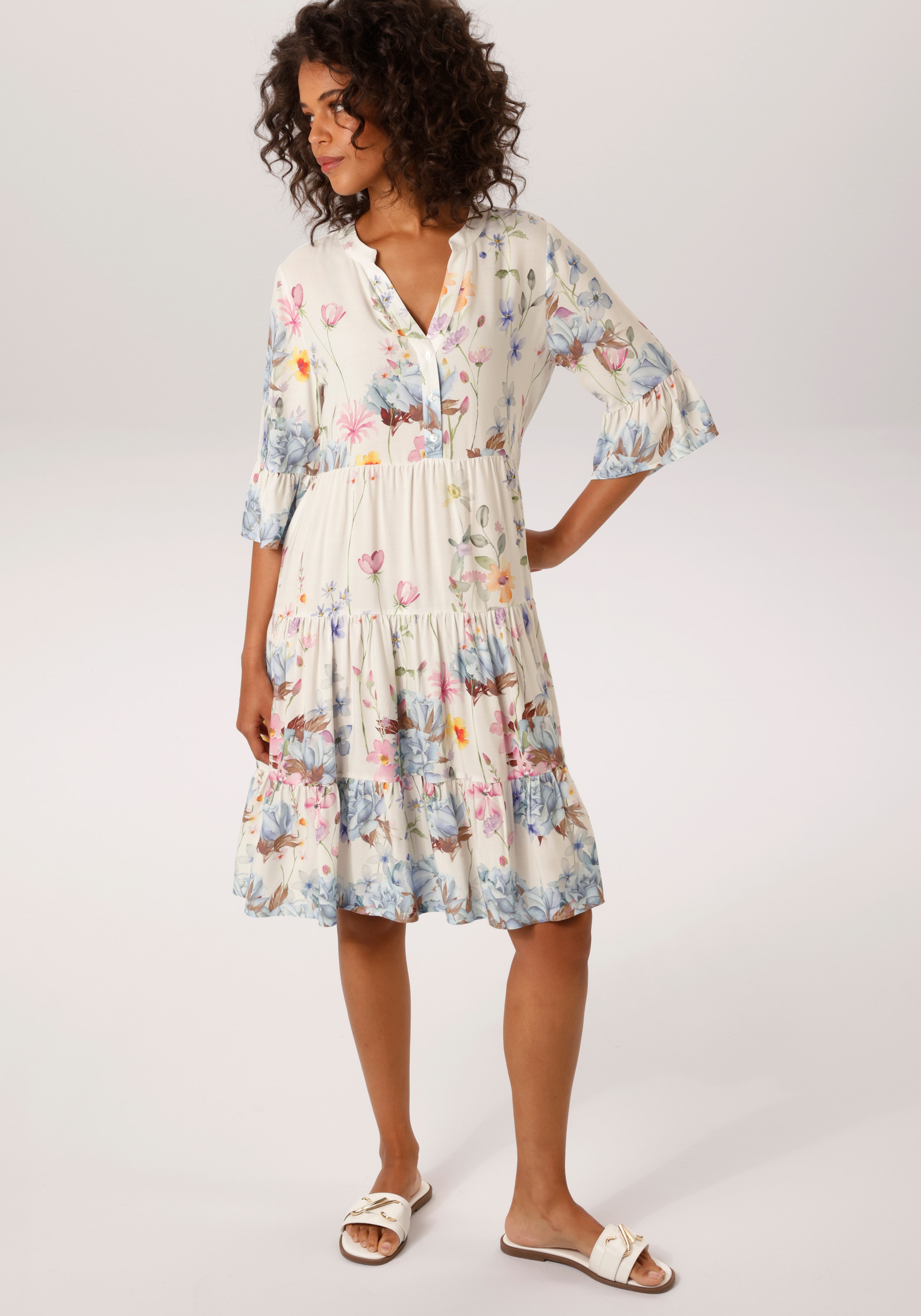 Aniston CASUAL Robe tunique imprimé de fleurs pittoresques