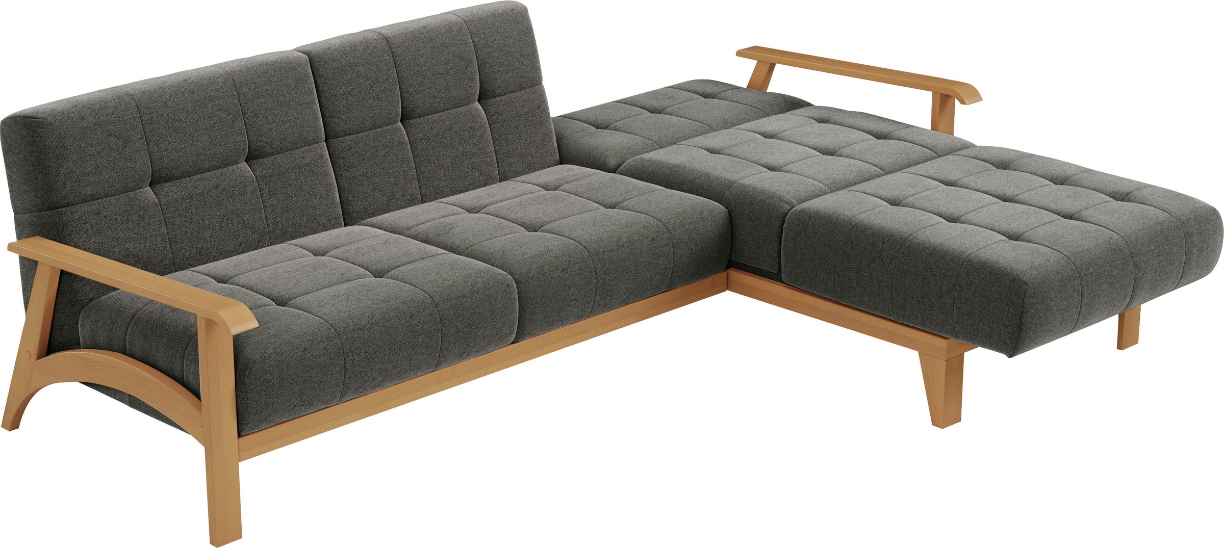 sit&more Ecksofa »Billund L-Form«, Armlehnen aus eichefarbigem Buchenholz, verschiedene Bezüge und Farben