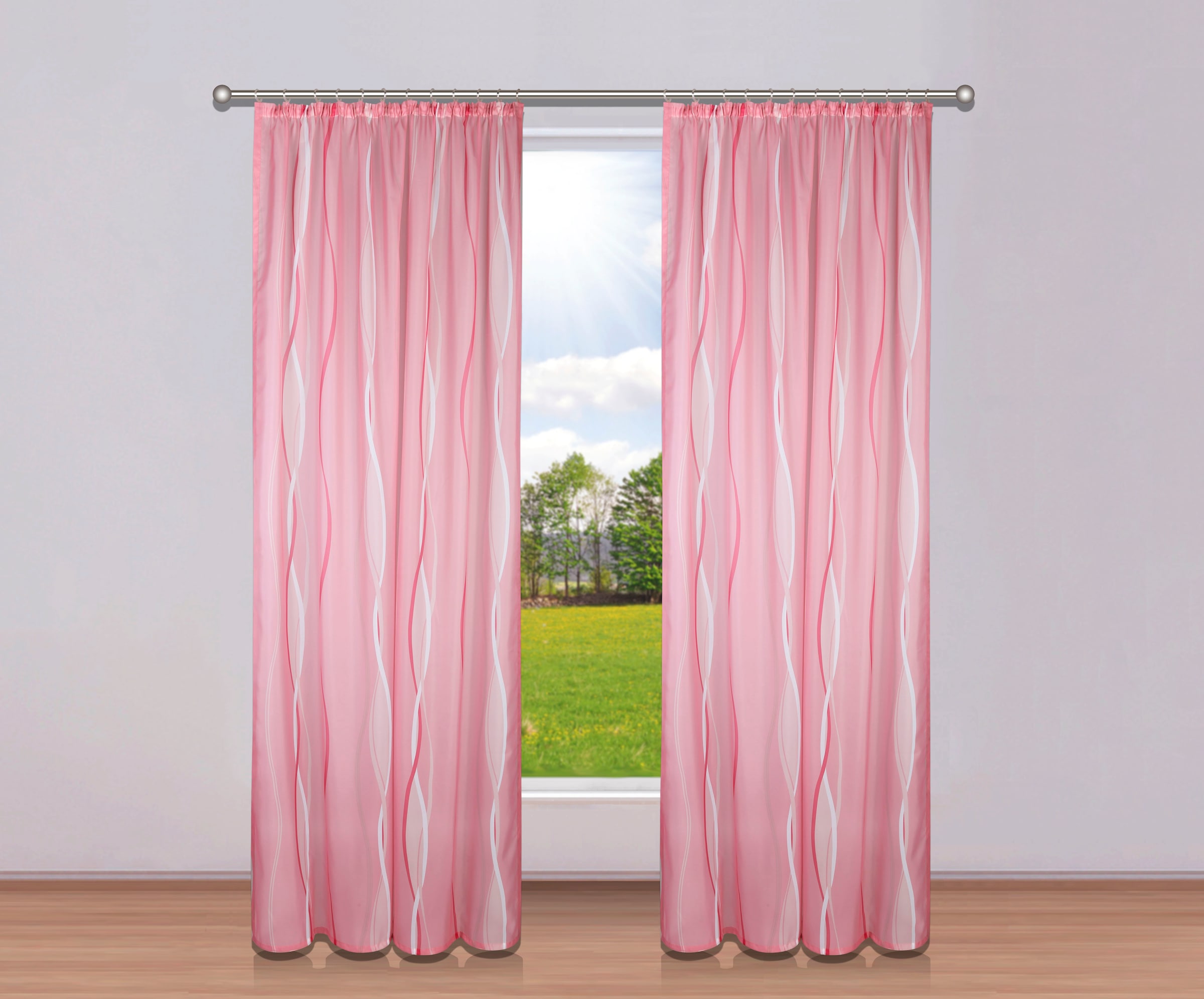 GOODproduct Gardine »Dimona« Kräuselband 2 Stk. tlg. 2er-Set, transparent, Voile, Polyester